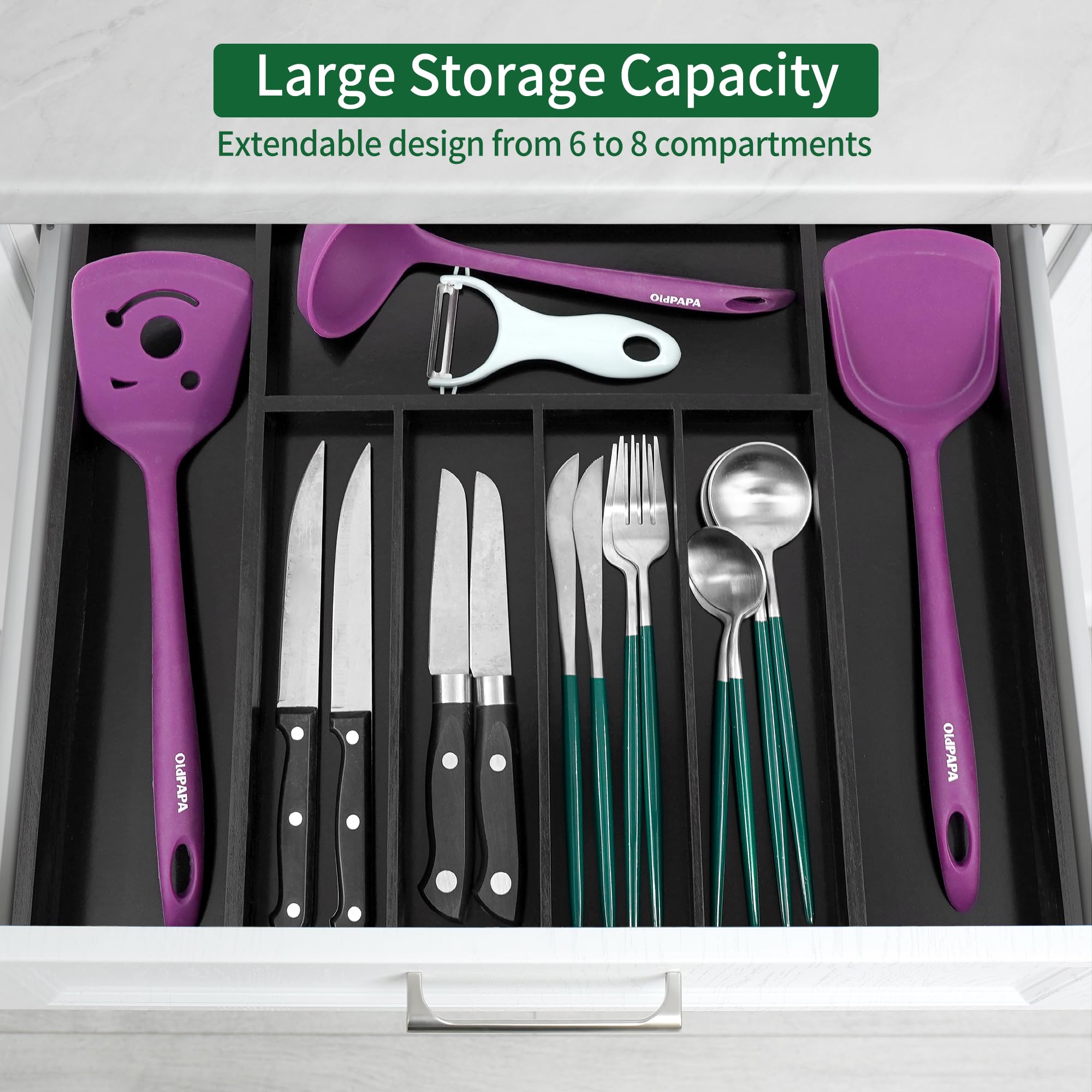 Bamboo Silverware Drawer Organizer