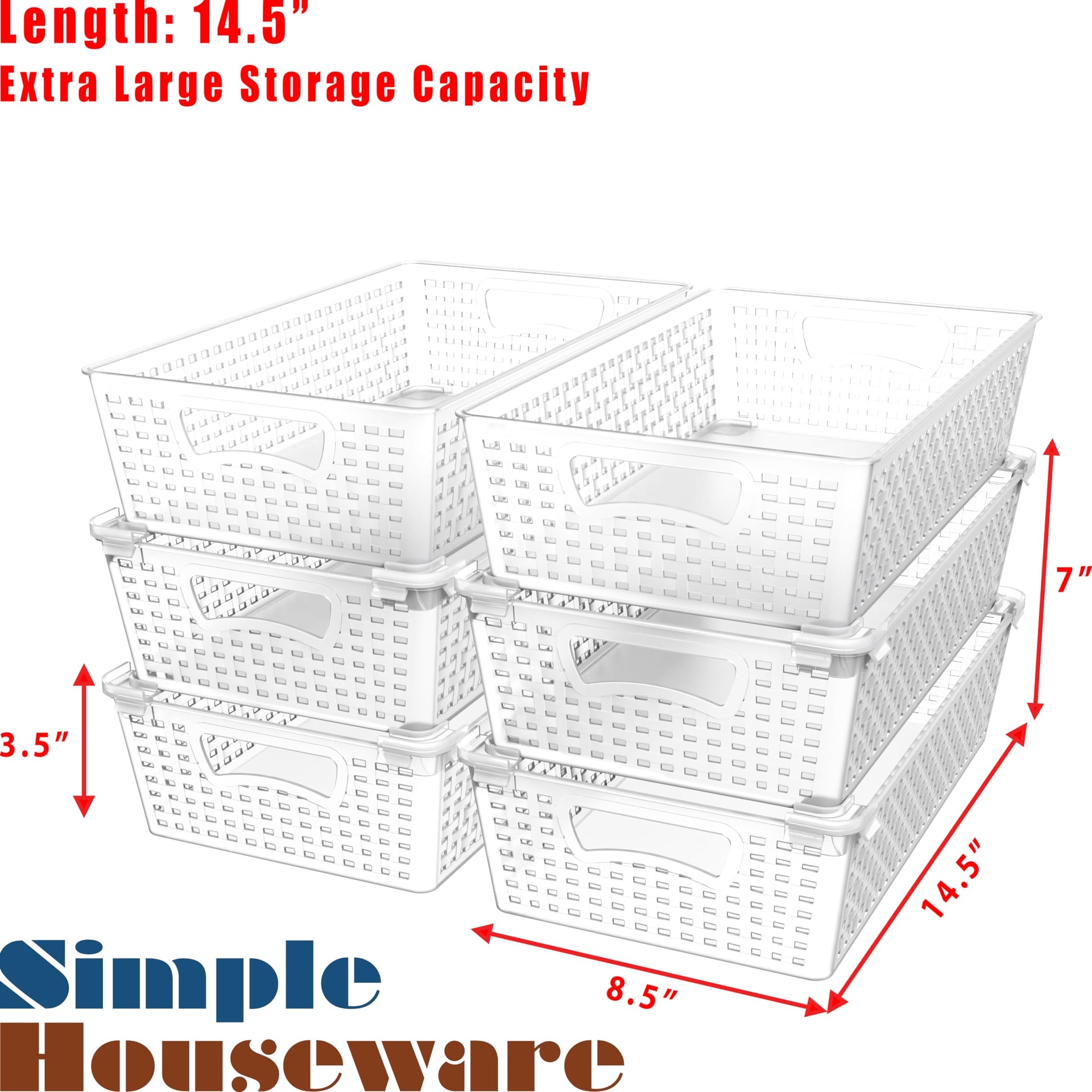 Stackable Plastic Woven Basket Organizer (6 Count)
