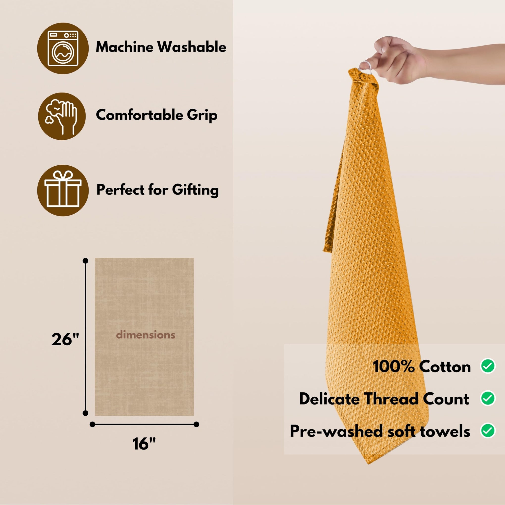 Cotton Kitchen Towel with Hanging Loop 16x26 inches (4 Count)