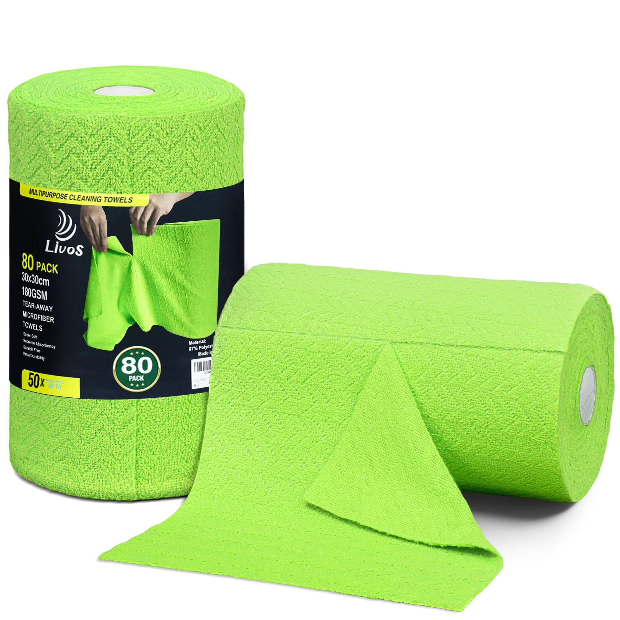 Microfiber Cleaning Cloth Roll (80 Count)