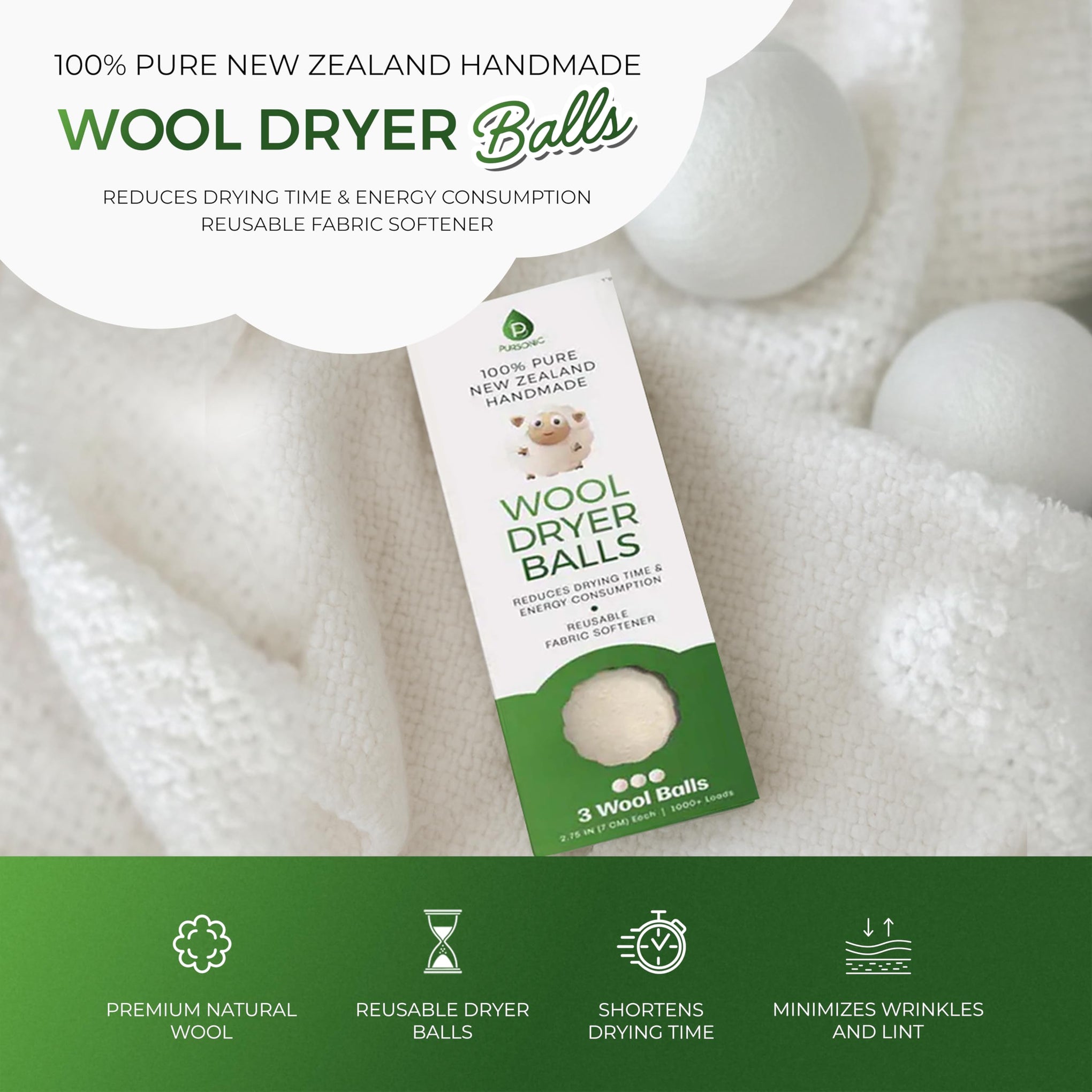 Laundry Wool Dryer Balls (3 Count)