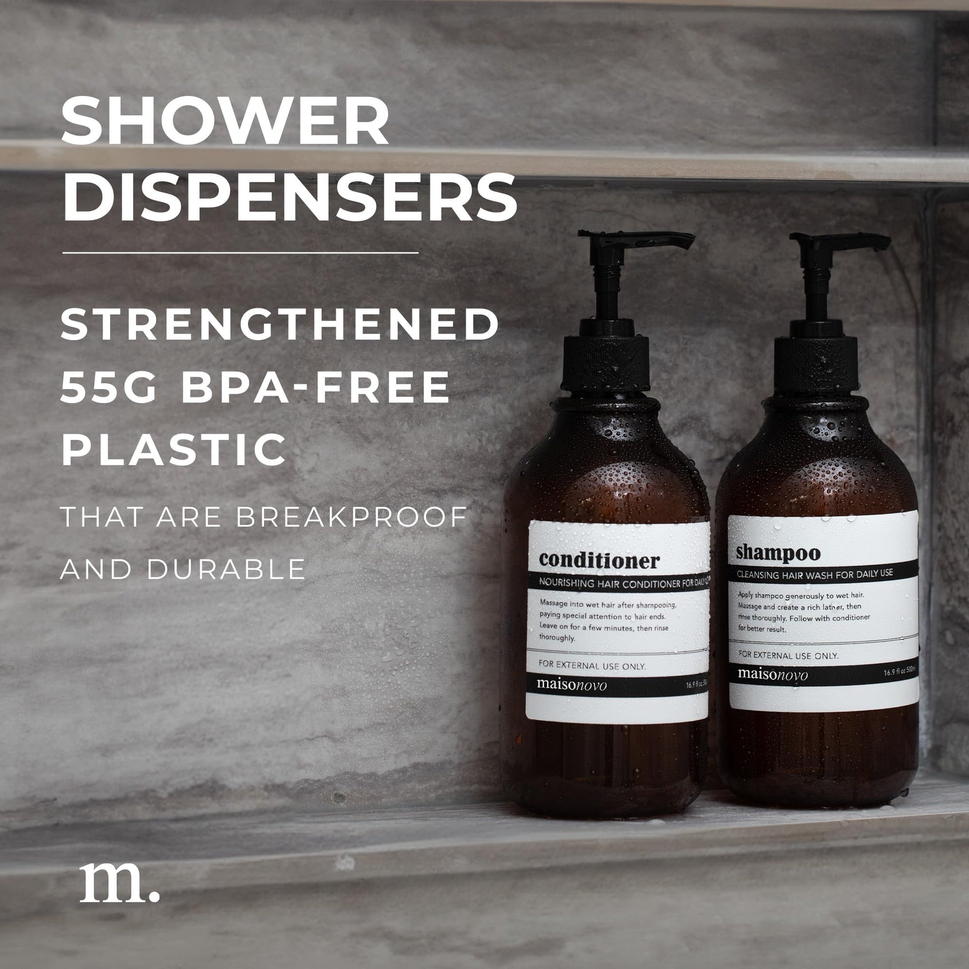 Refillable Shampoo and Conditioner Bottles (3 Count)