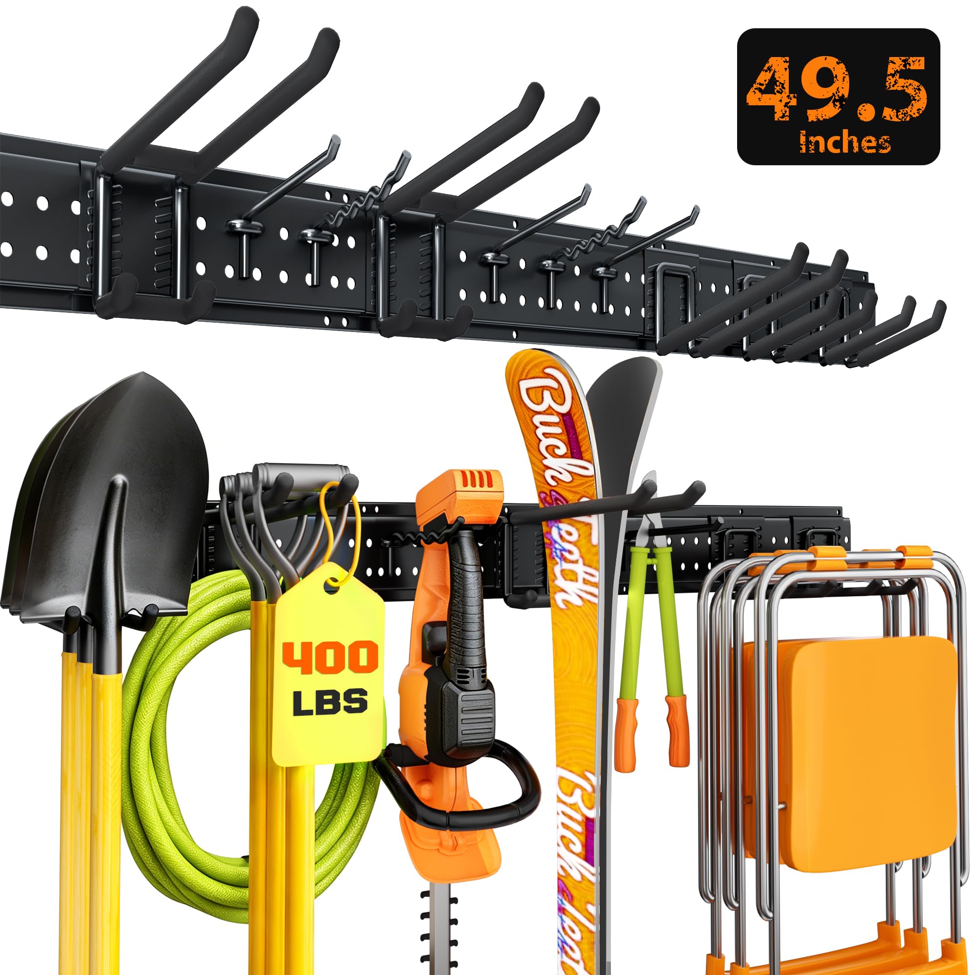 Garage Tool Organizer Wall Mount 49.5 inches with 10 Adjustable Heavy