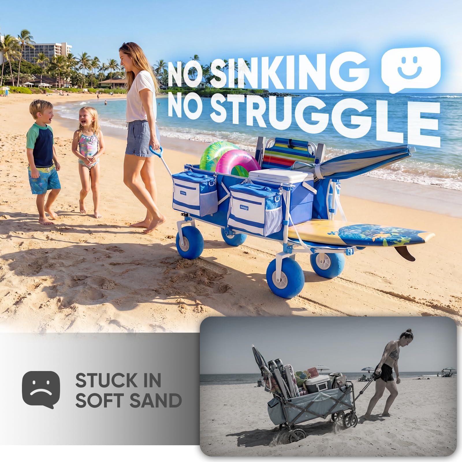 Heavy Duty Beach Wagon with 9" Big Sand