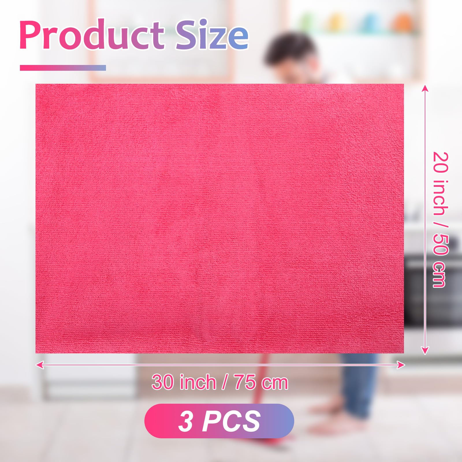 3 Pcs Extra Large Microfiber Cleaning Cloth 30" x 20" Washable Reusable Microfiber Towel Streak Free Lint Free Cloth for Cleaning Home Glass Office Window Bathrooms