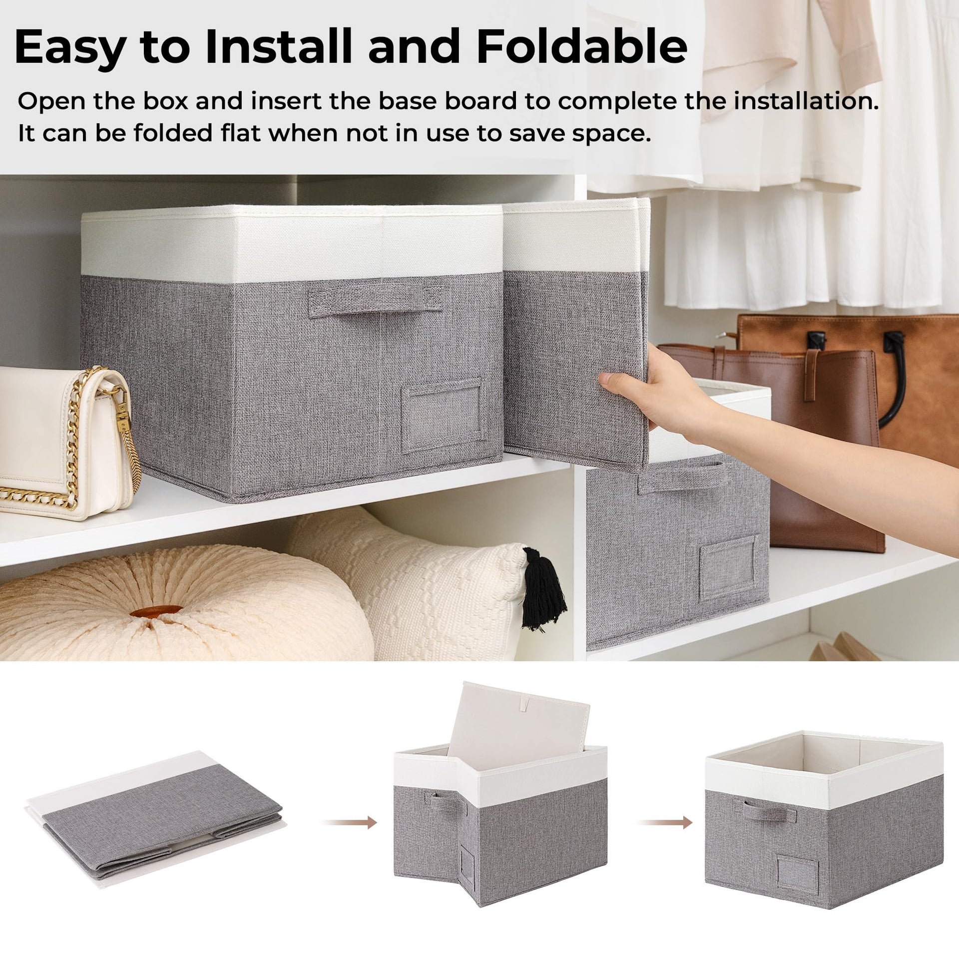 Closet Storage Bins with Label (3 Count)