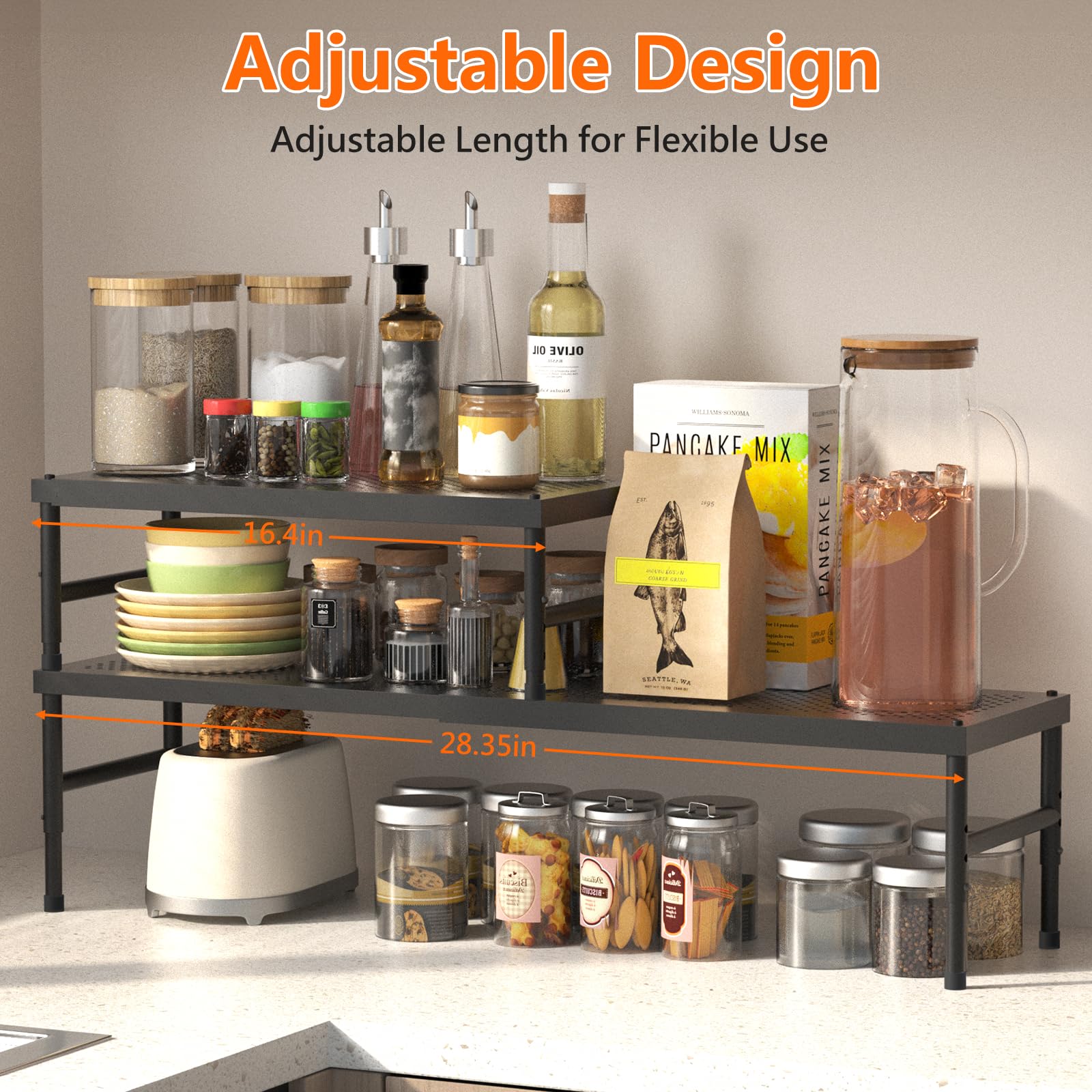 Expandable adjustable stackable kitchen organizer