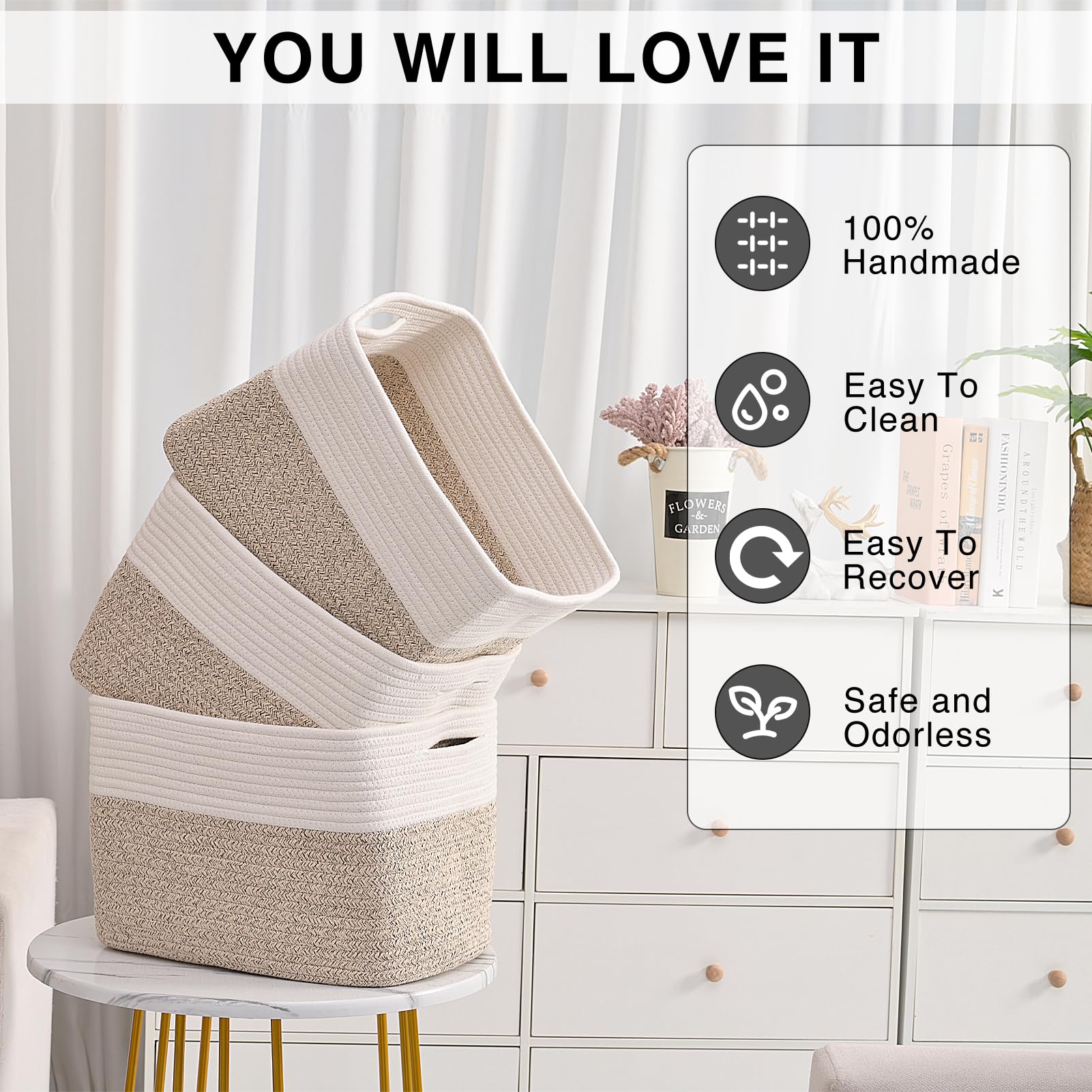 Storage Baskets for Organizing (3 Count)