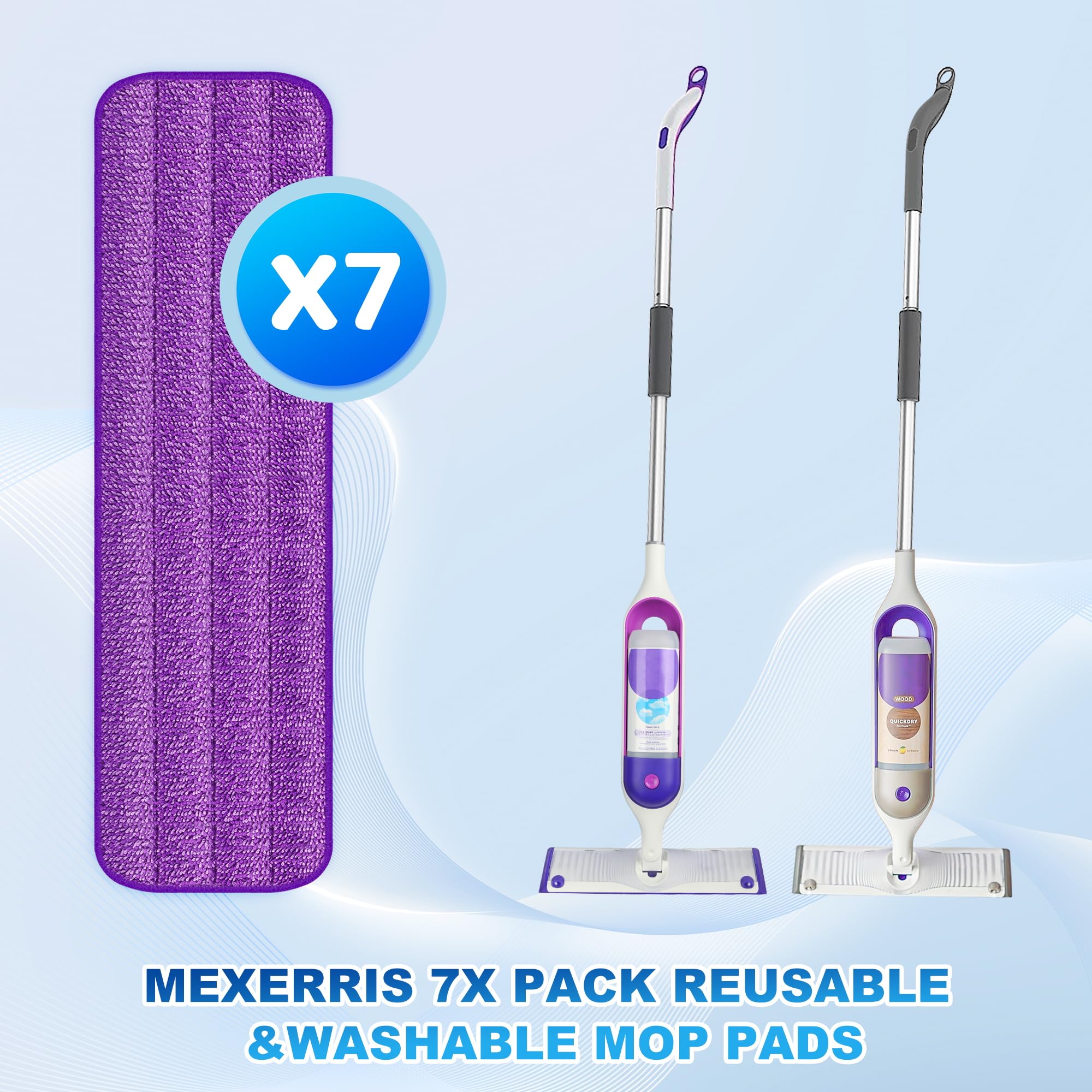 7 Pack Washable Reusable Mop Pads for Swiffer PowerMop (7 Count)