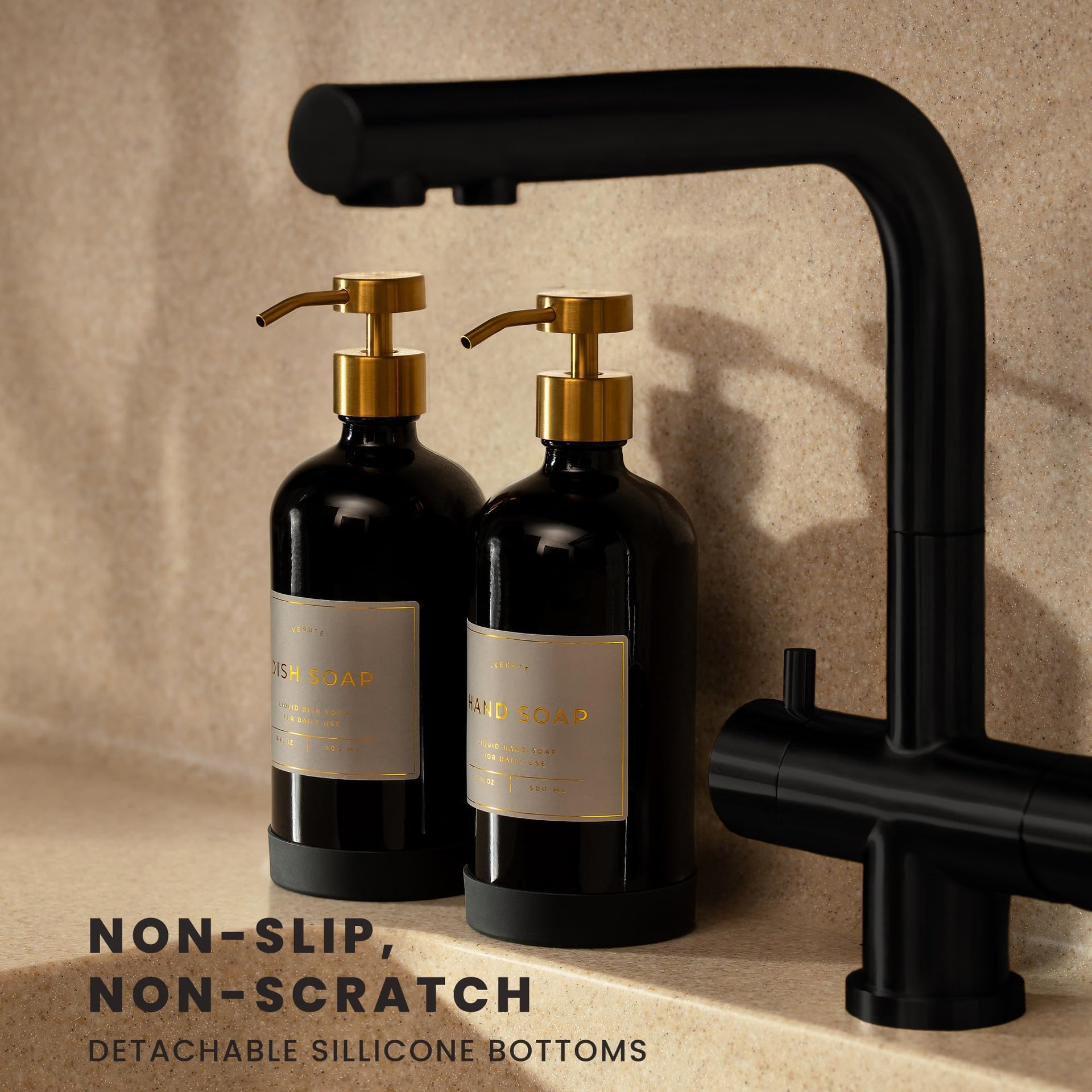 Hand and Dish Soap Dispenser for Kitchen and Bathroom (2 Count)