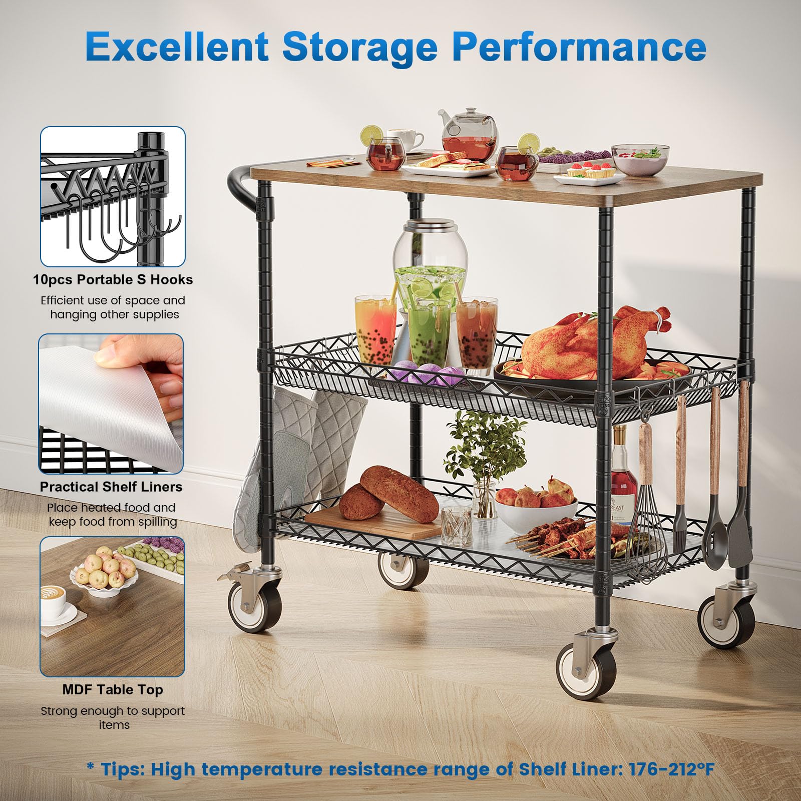 Rolling Kitchen Carts with Wheels