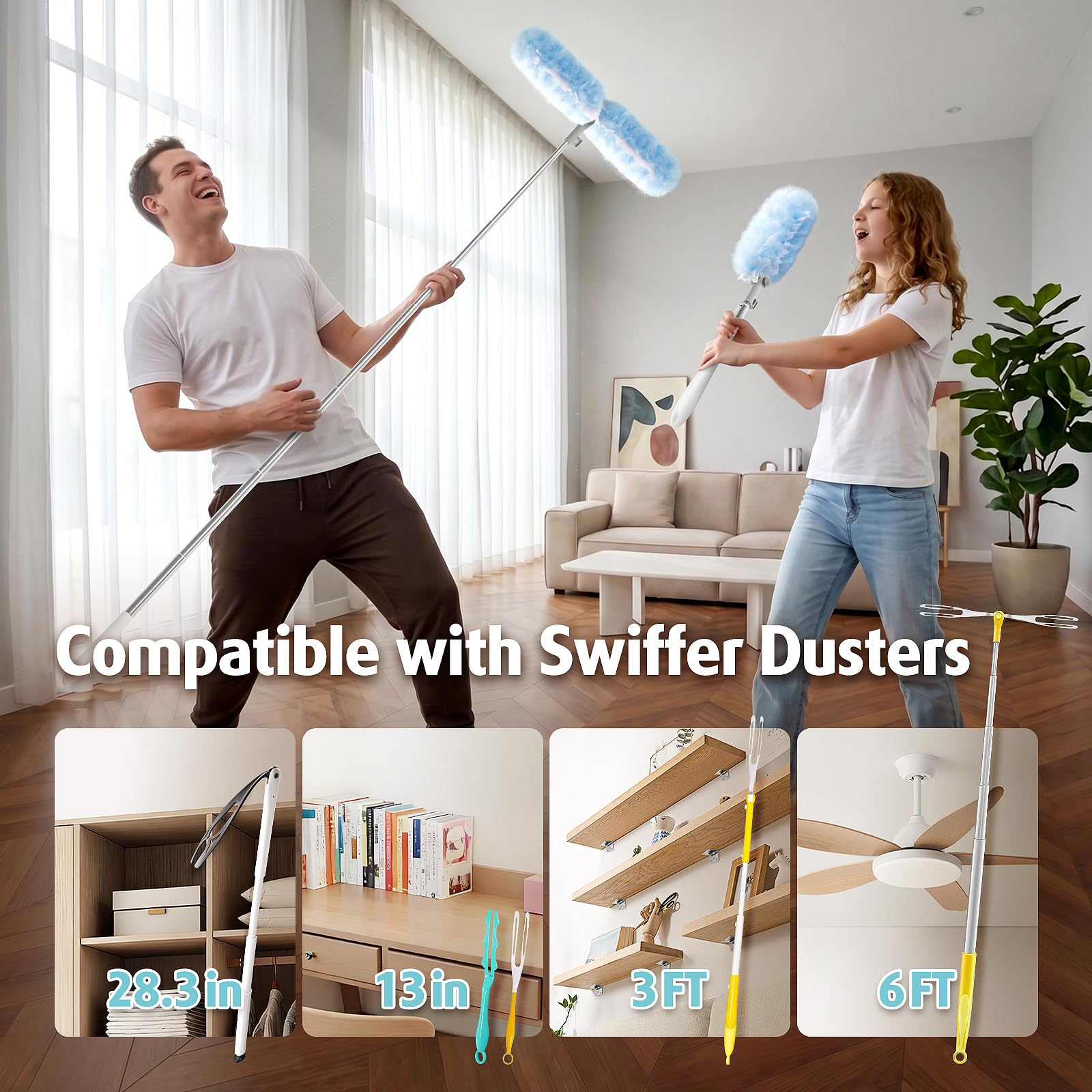 6ft Extendable Duster with 20 Refills for Swiffer Dusters (20 Count)