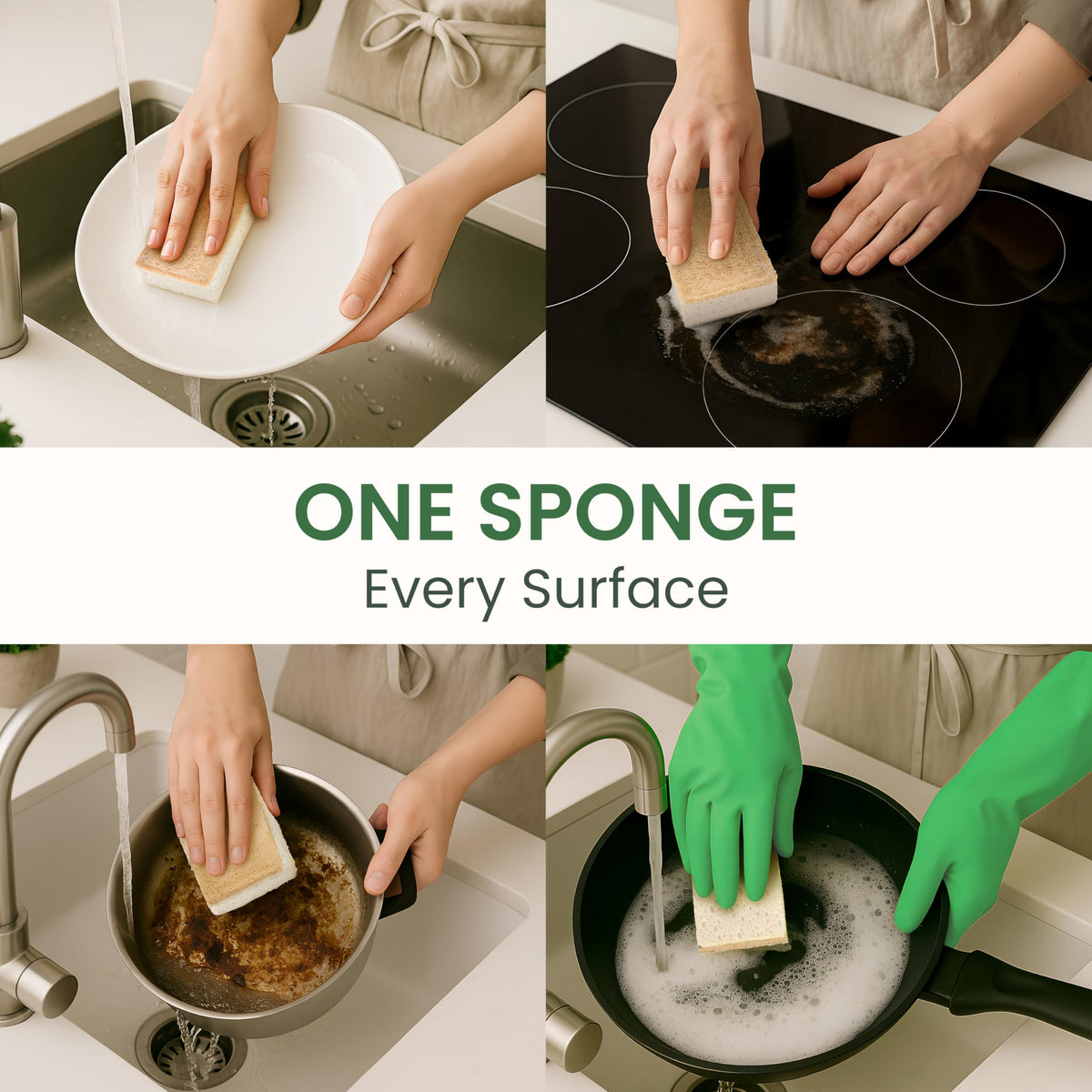 Natural Kitchen Sponges (4 Count)