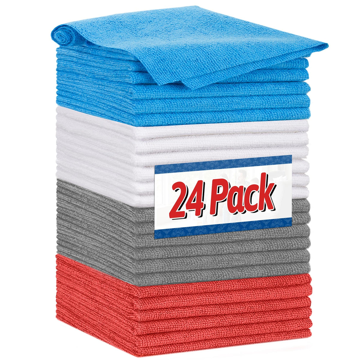 Shop Towels Microfiber Cleaning Cloth Bulk (24 Count)