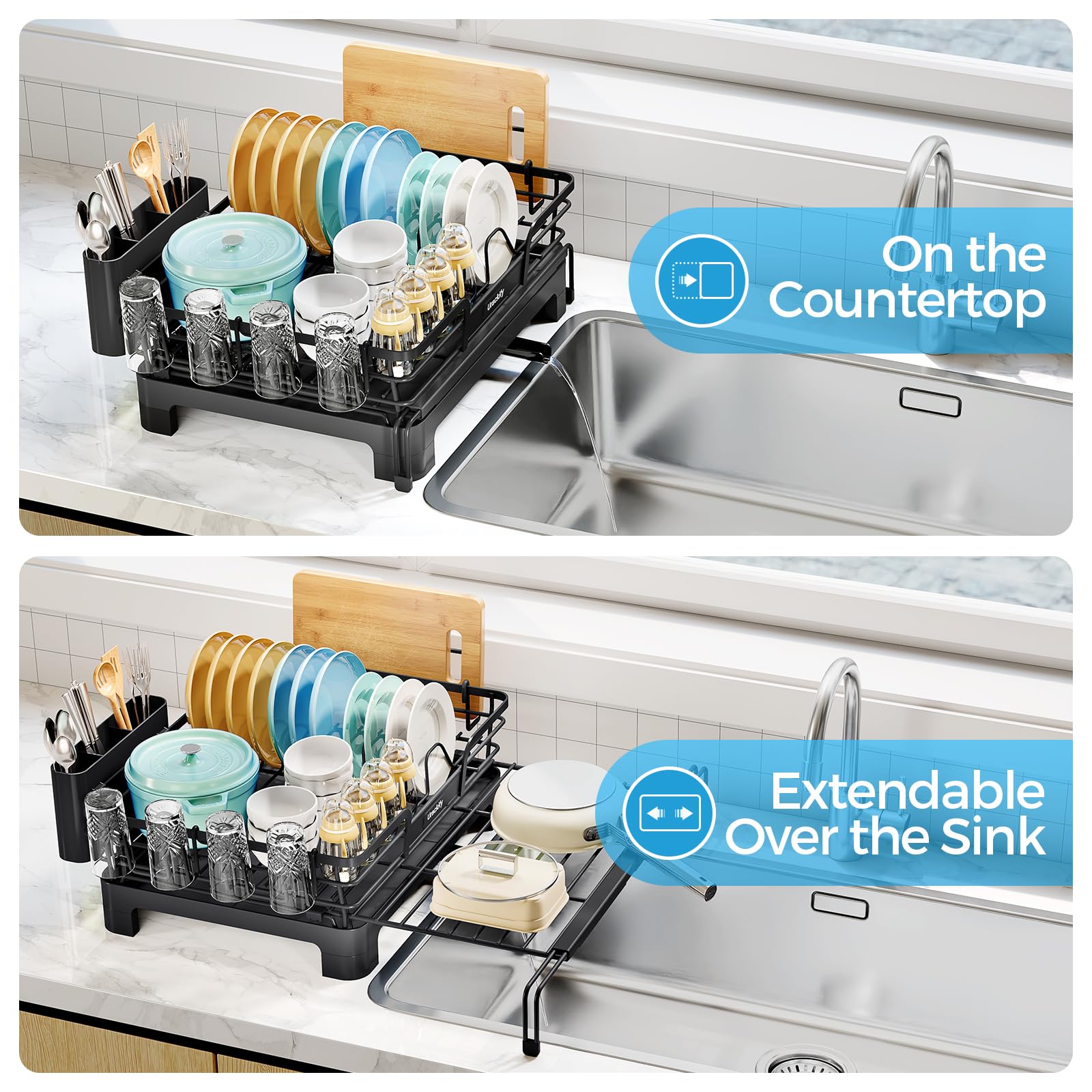 Expandable Dish Drying Rack for Kitchen Counter