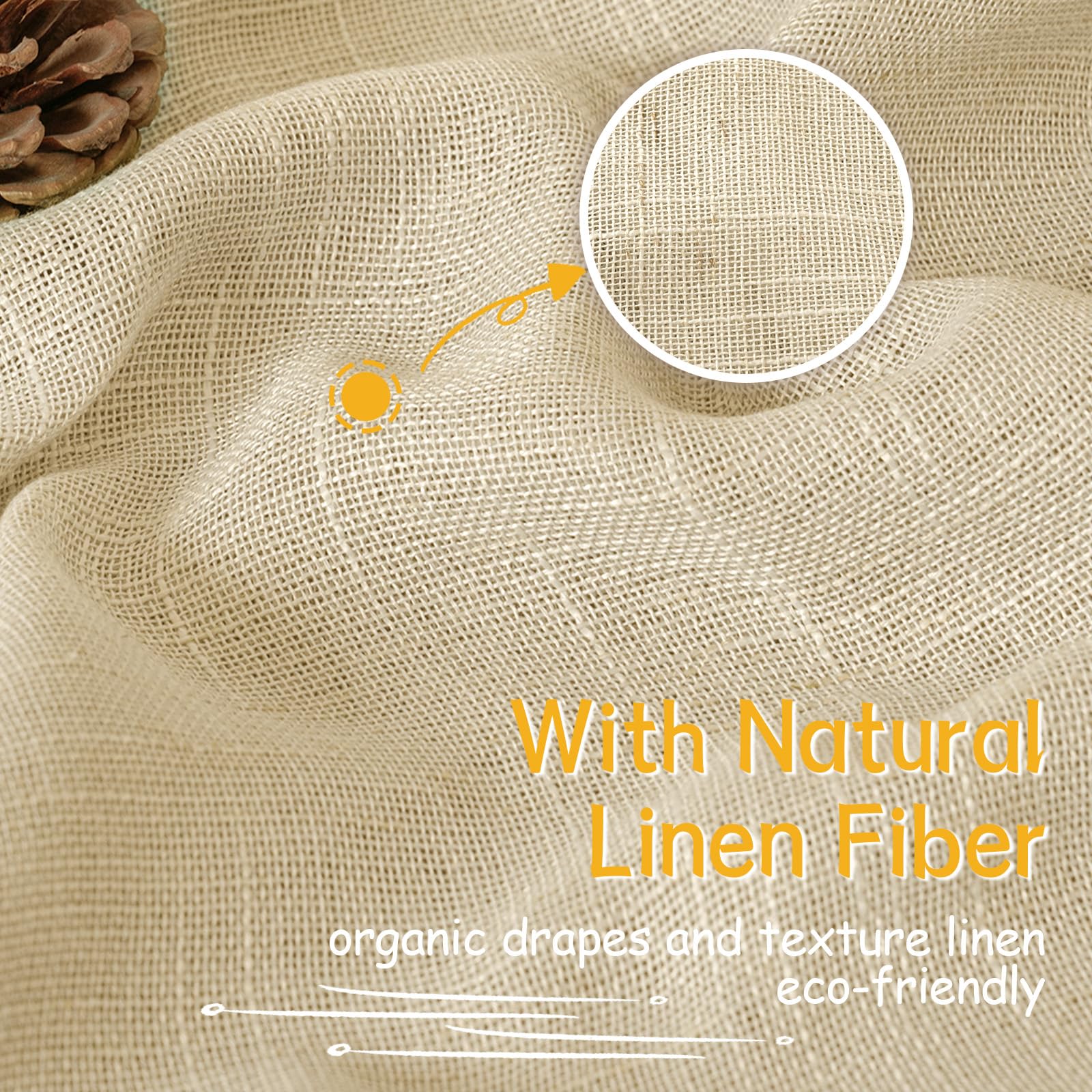 Burlap Natural Linen Curtains 45 Inch Length (2 Count)