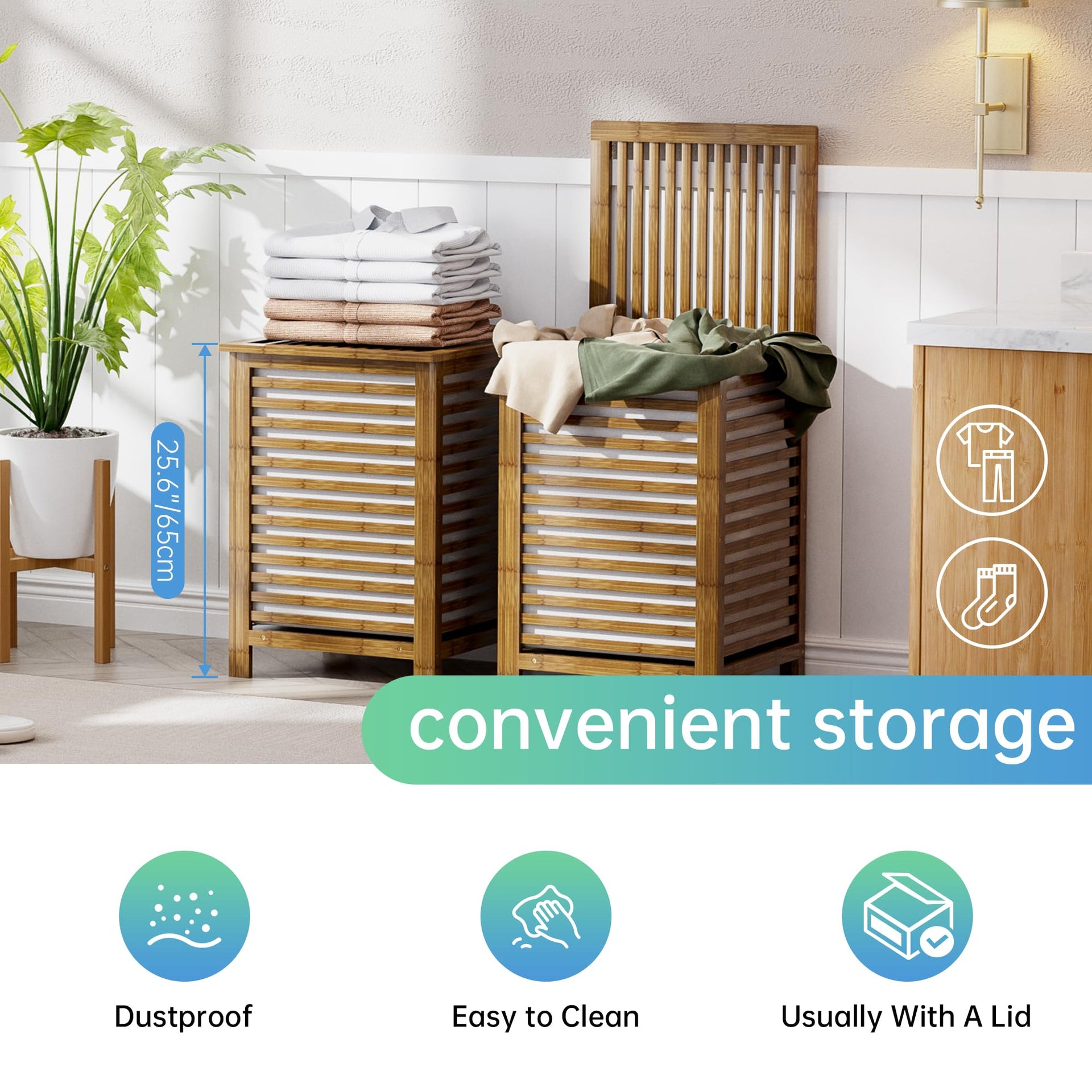 Double Laundry Hamper with Lid