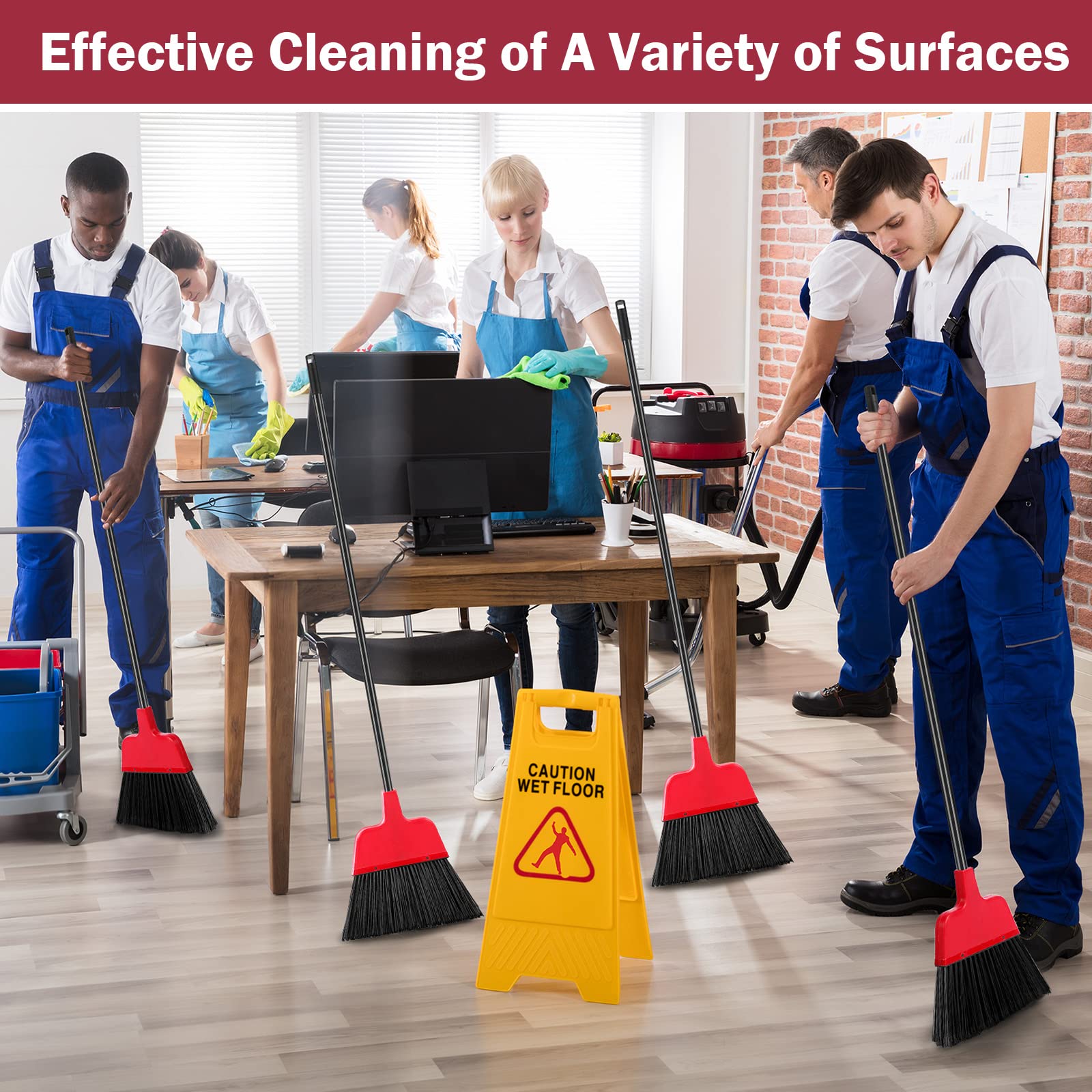 8 Pcs Outdoor Broom for Floor Cleaning 54 Inch Commercial Heavy Duty Broom Long Handle Kitchen Household Angle Brooms for Sweeper Sweeping Indoor Dust Hair Cleaner Corn Shop