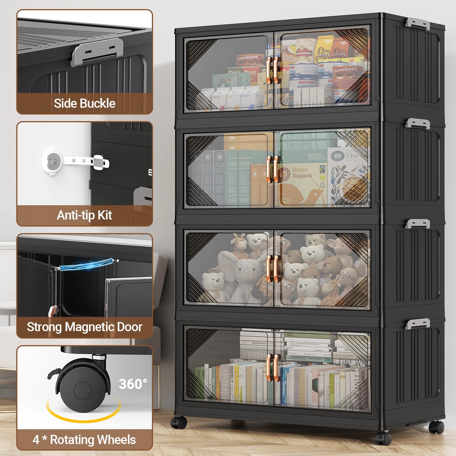 V60 700QT Plastic Stackable Storage Bins with Lid (5 Count)
