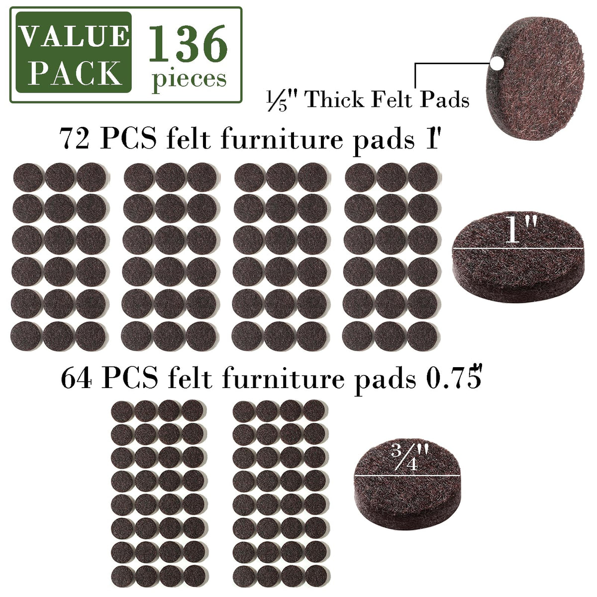Felt Furniture Pads (136 Count)