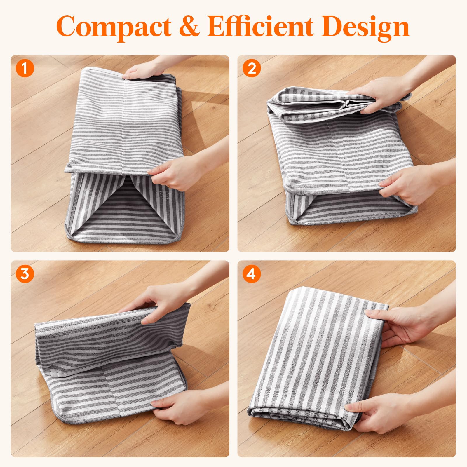 105L Large Collapsible Laundry Basket with Extended Handles