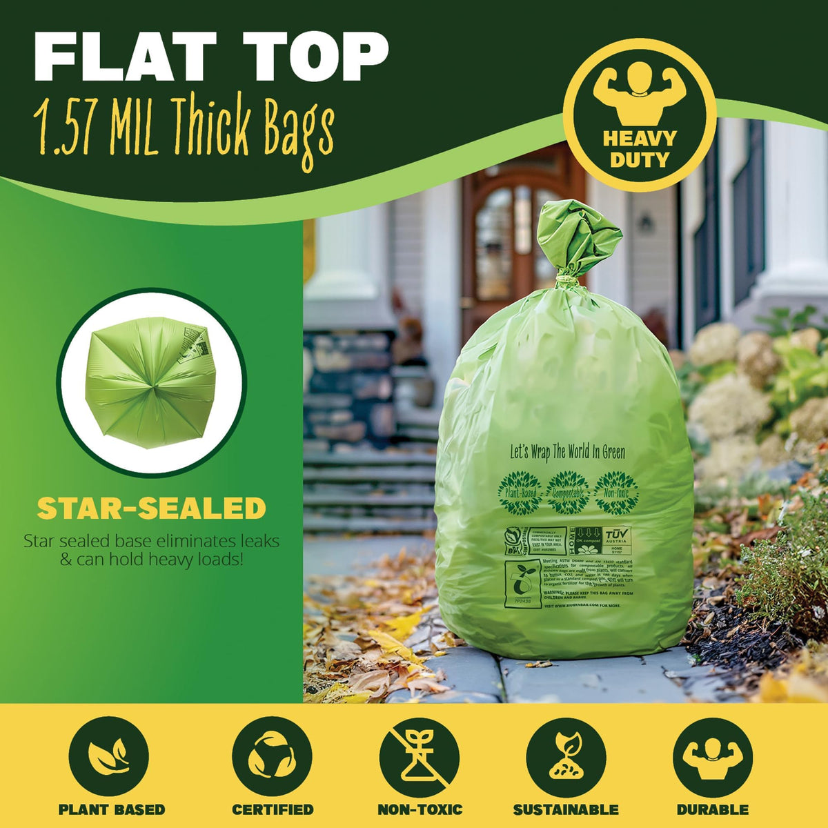 30 33 Gallon Compost Bags 30 Bags Yard Waste Bags Flat (30 Count)