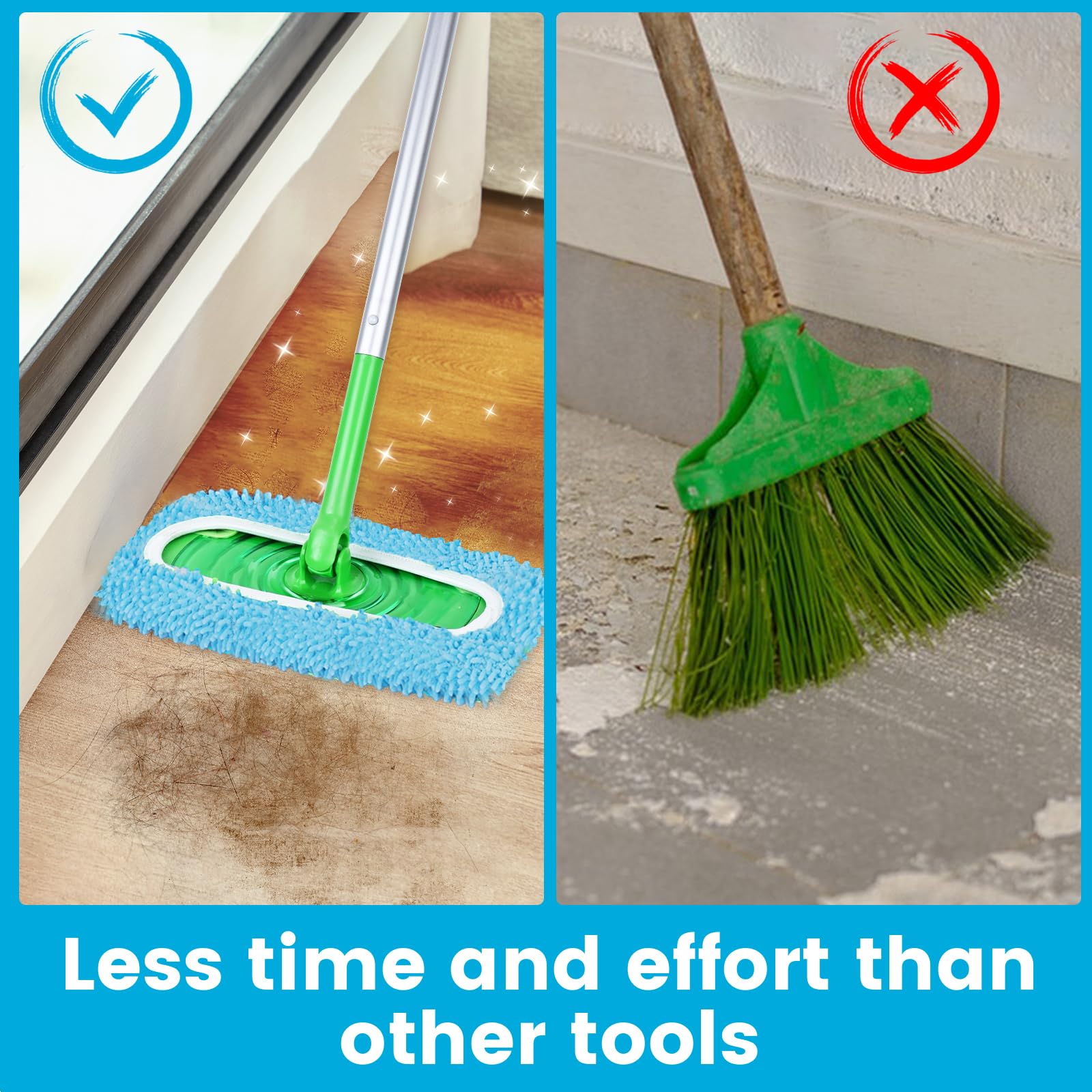 6Pcs Reusable Microfiber Mop Pads Compatible with Sweeper Mop (6 Count)