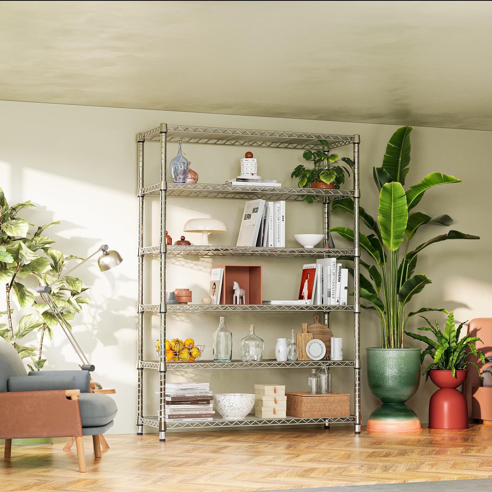 6 Tier Heavy Duty Metal Wire Shelving Unit
