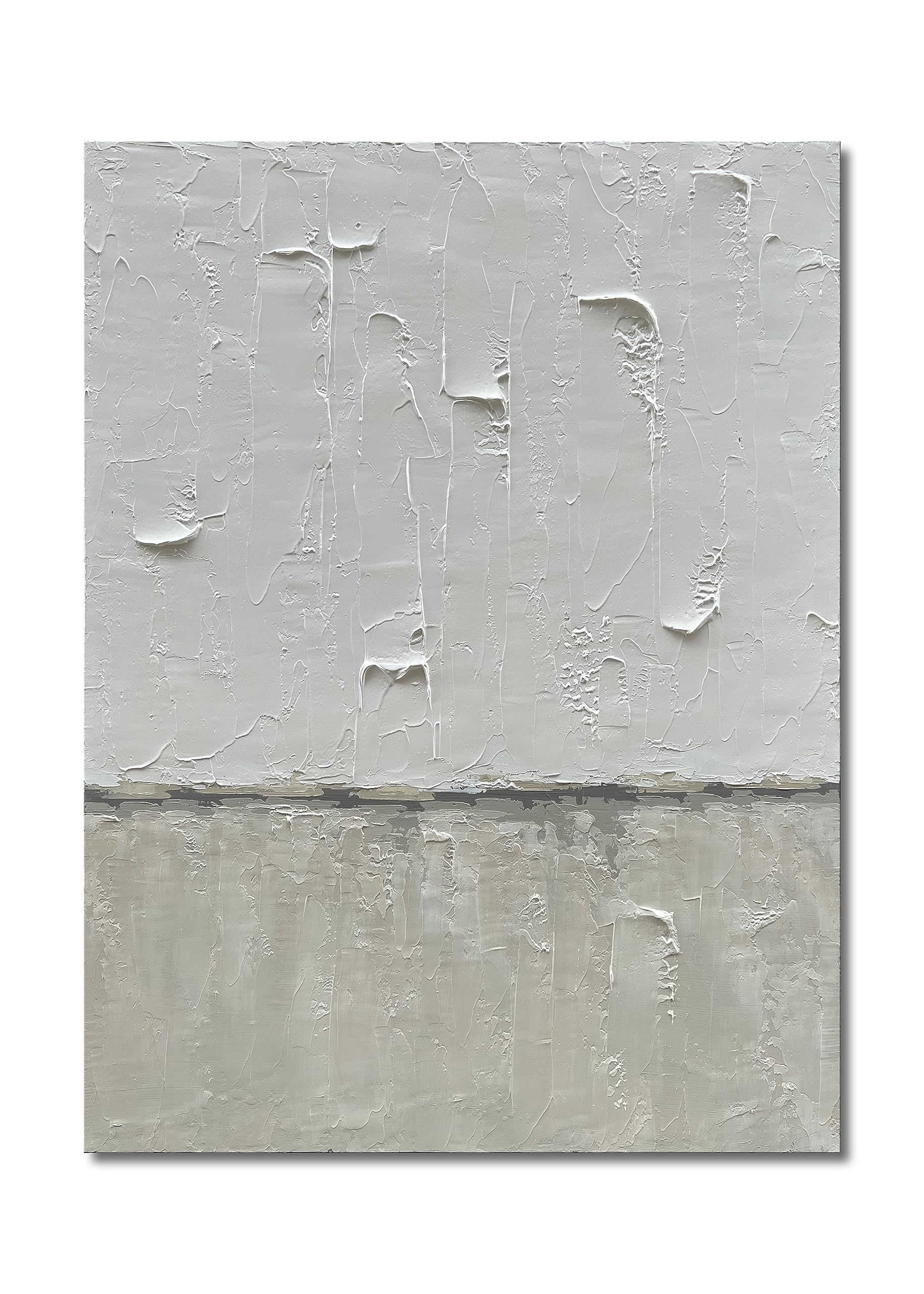 Hand Painted Grey and White Art Canvas Paintings Minimalist Abstract Oil Painting Wall Art 40x28 Inch Art Home Decoration Wall Ready to Hang