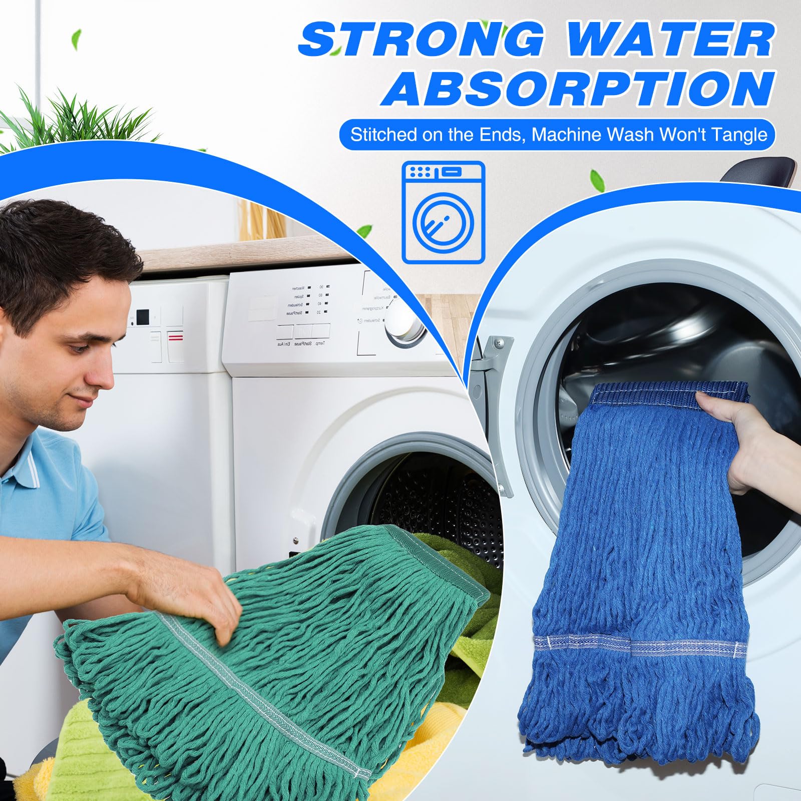 30 Pieces Commercial Mop Head Replacement Floor Cleaning Wet Mop Heads Heavy Duty Large Cotton String Sweeper Refills for Industrial Home Use (30 Count)