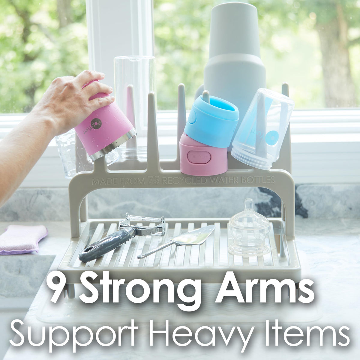 Gray Space Saving Drying Rack with Silicone Mat