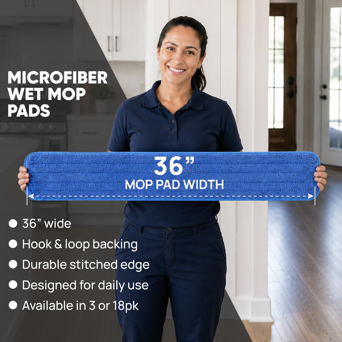 36" Microfiber Wet Mop Pad (3 Count)
