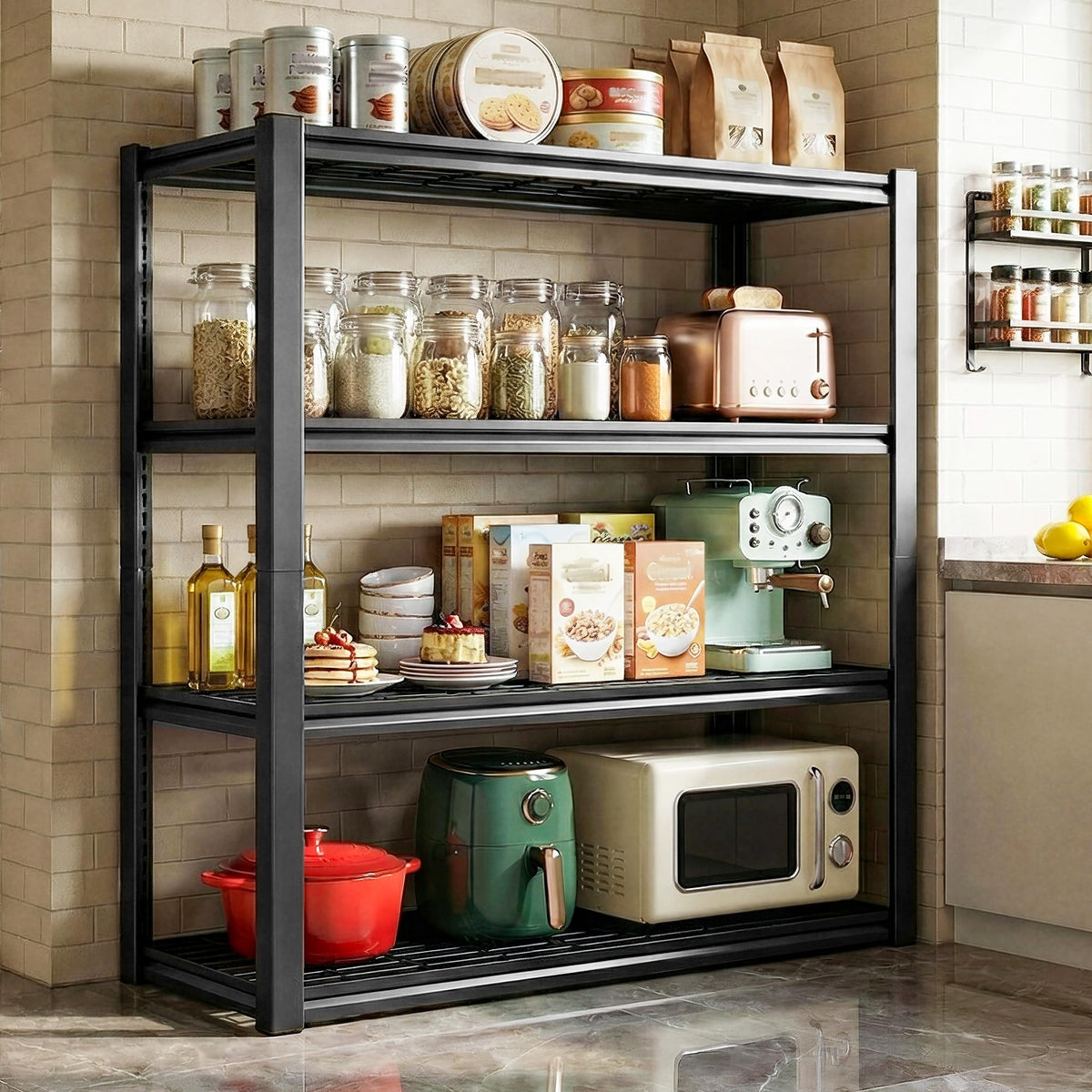 40" W Storage Shelves with Wire Mesh Panels for Garage Organization