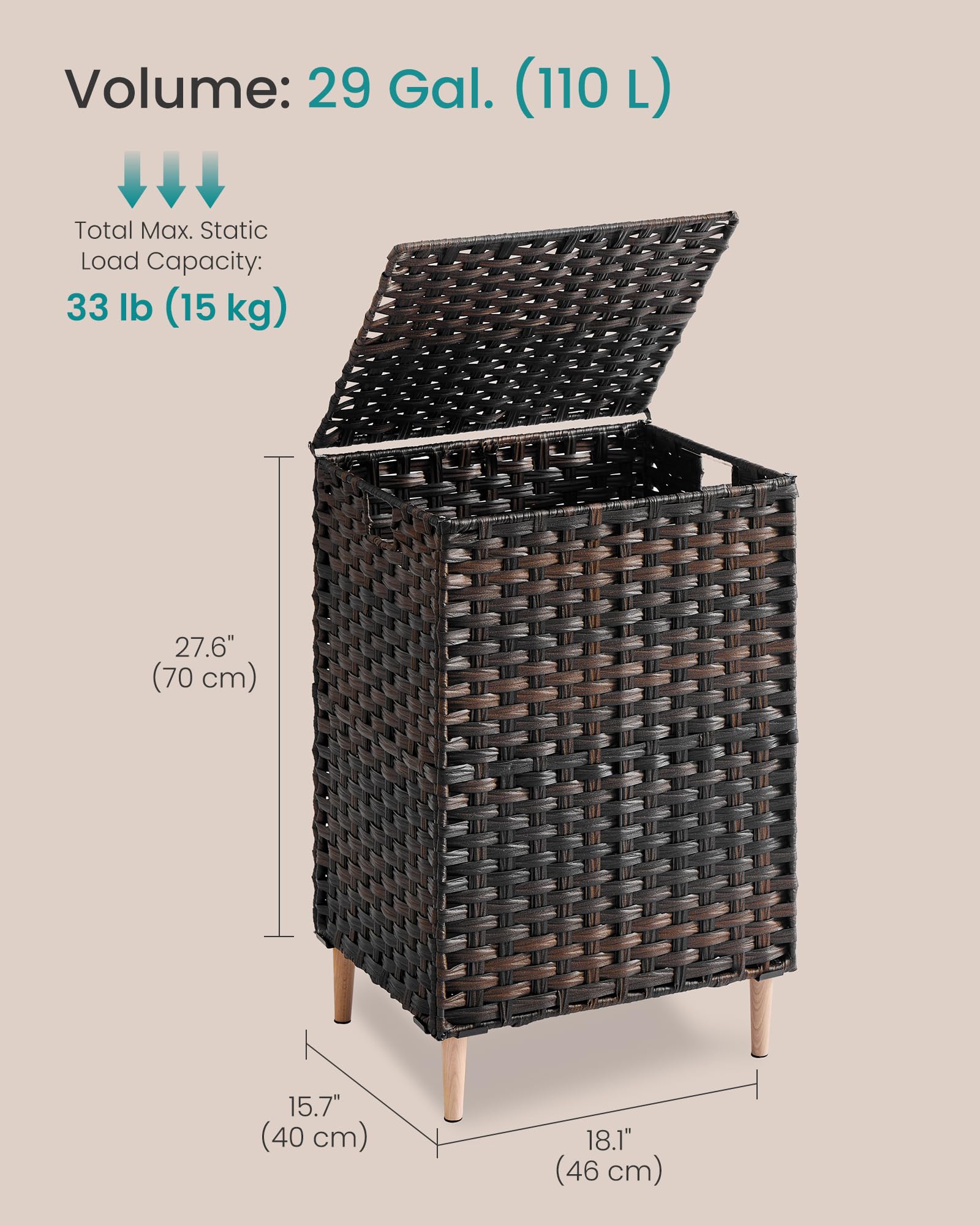 2 Section Laundry Hamper with Lid