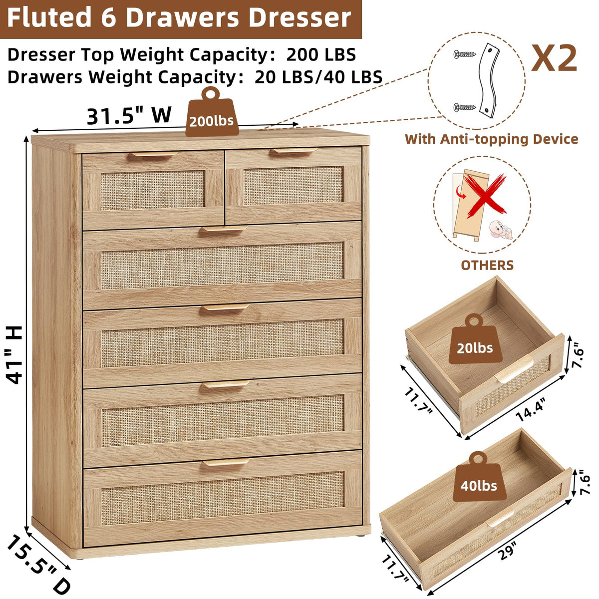 Rattan Dresser for Bedroom