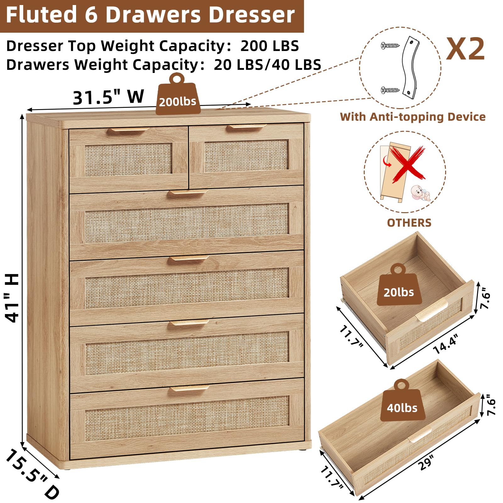 Rattan Dresser for Bedroom