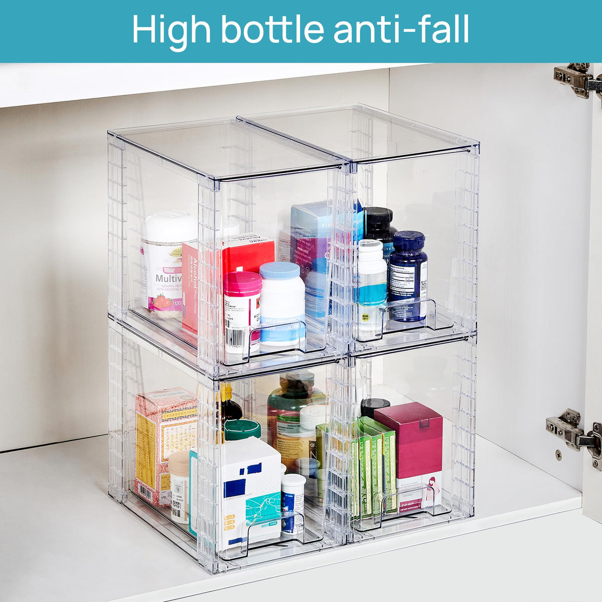 4 Pack Clear Stackable Storage Drawers (4 Count)