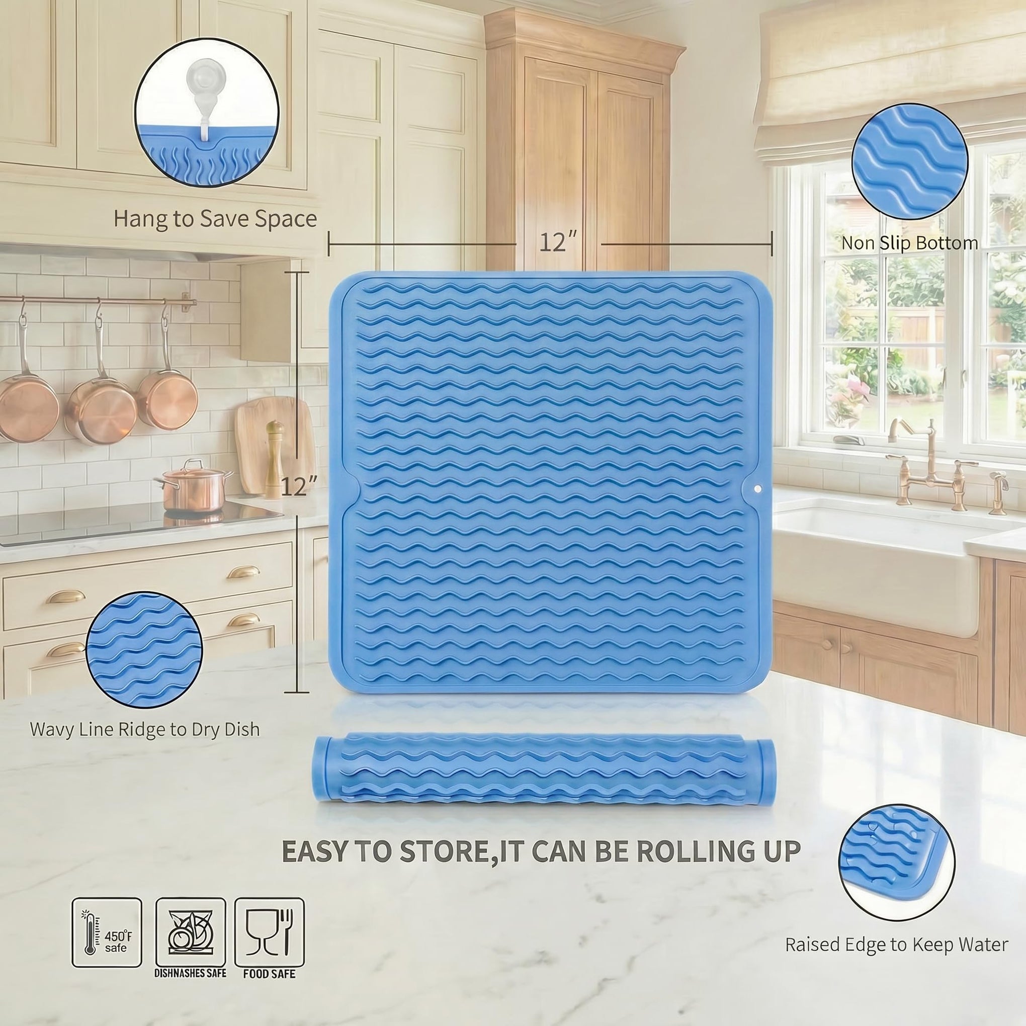 Silicone Dish Drying Mat for Multiple Usage
