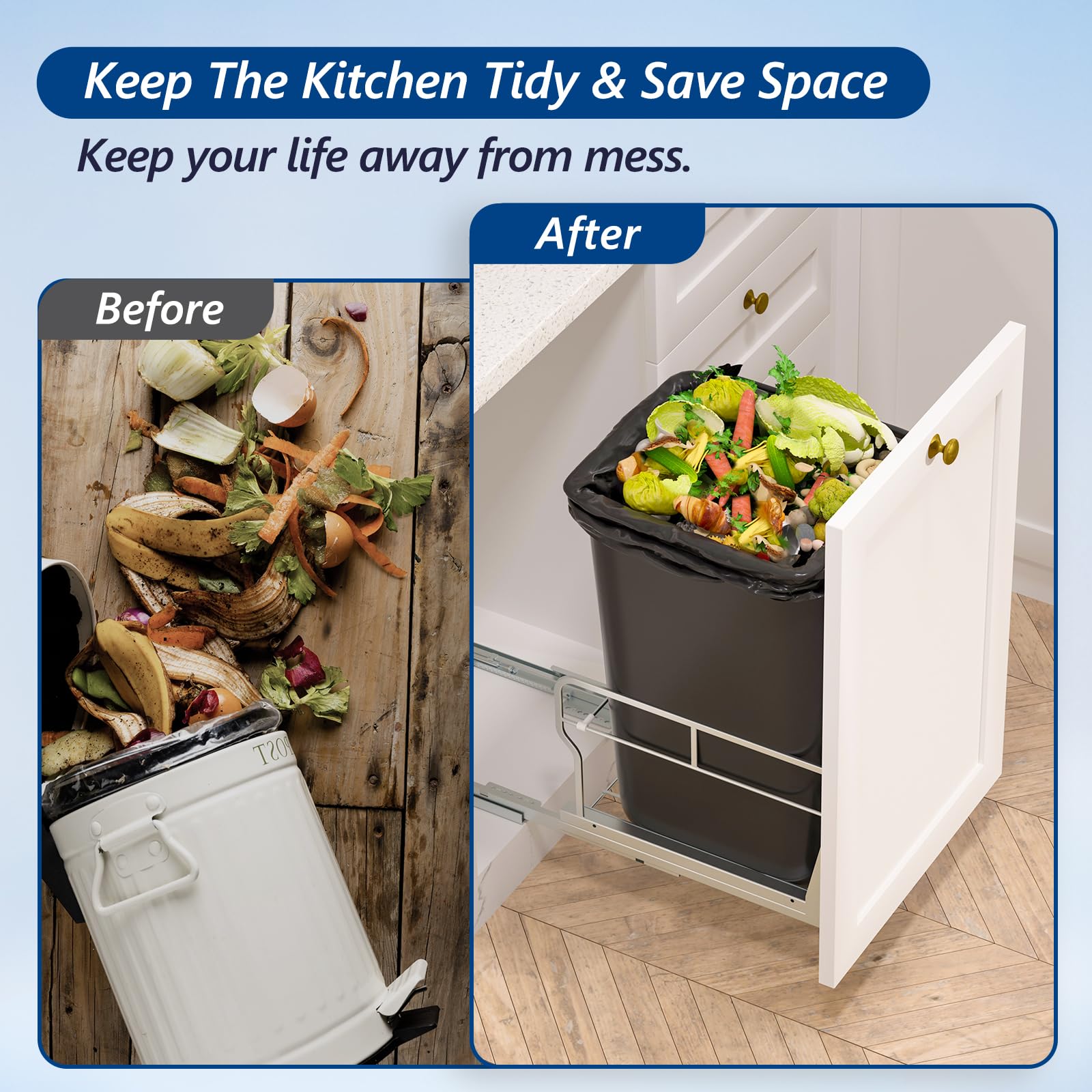 Pull Out Trash Can Under Cabinet with Soft