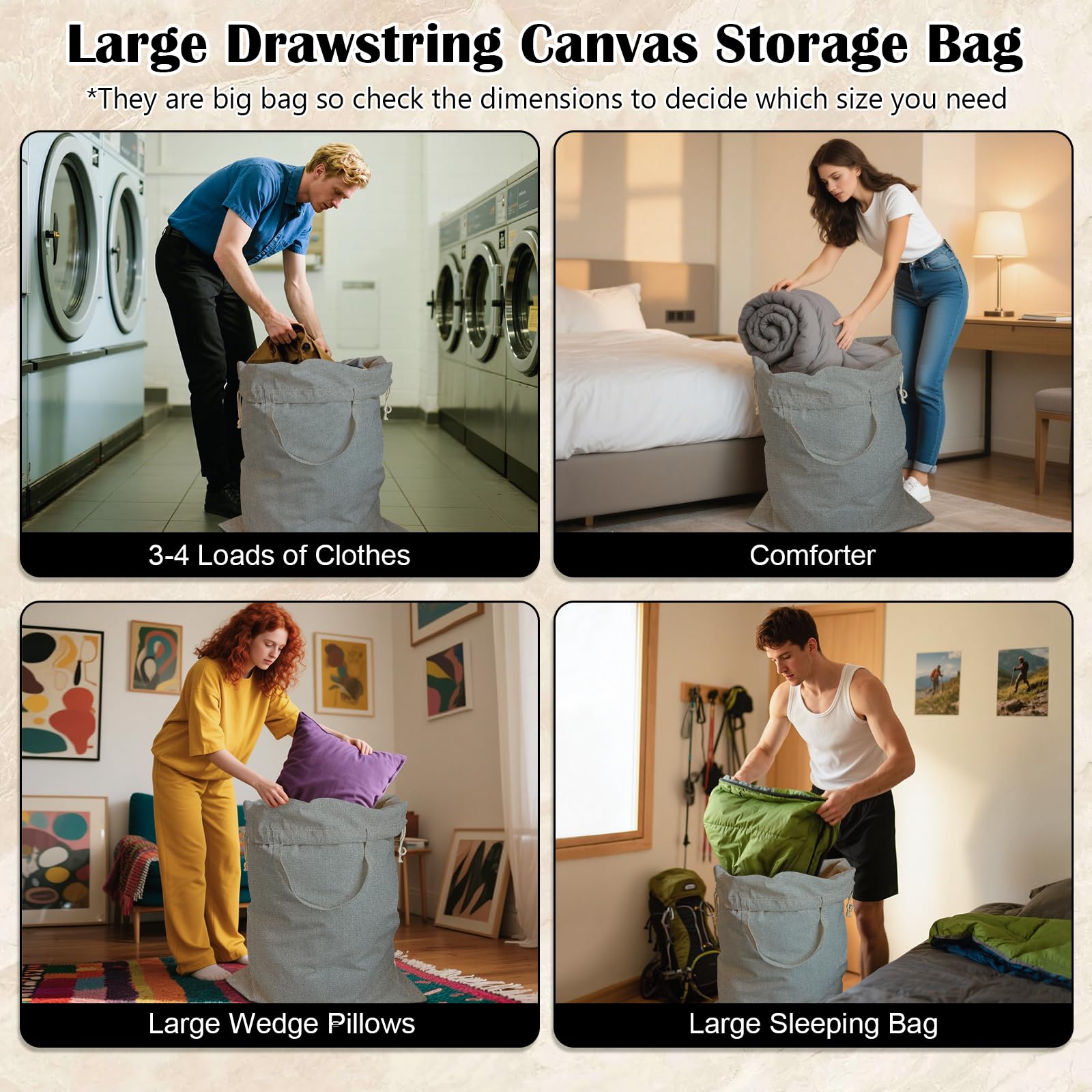 Canvas Laundry Bag 33"Wx 35"H