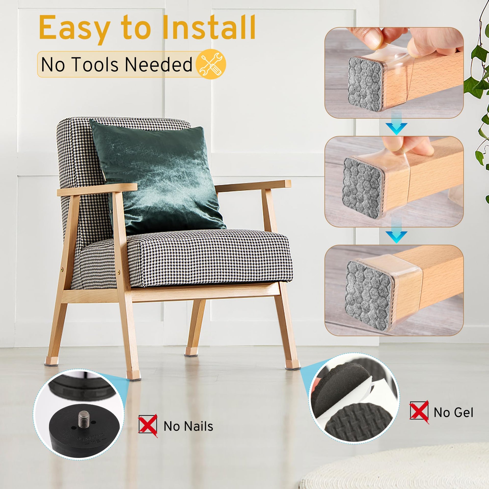 24PCS Square Chair Leg Floor Protectors (24 Count)