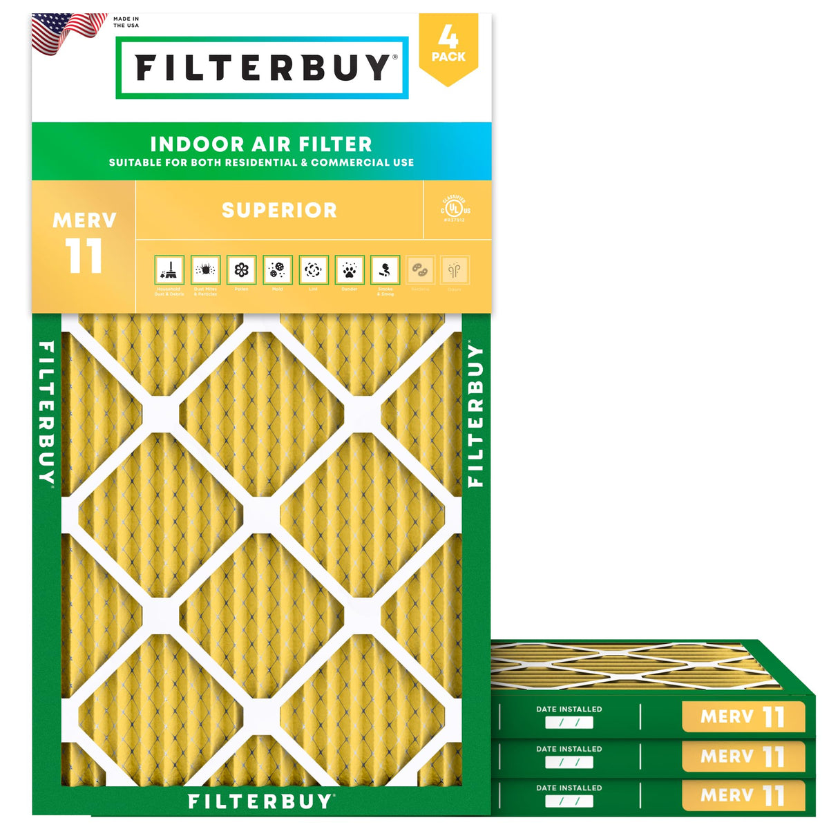 20x32x1 Air Filter MERV 11 Pet & Allergy Defense (4 Count)