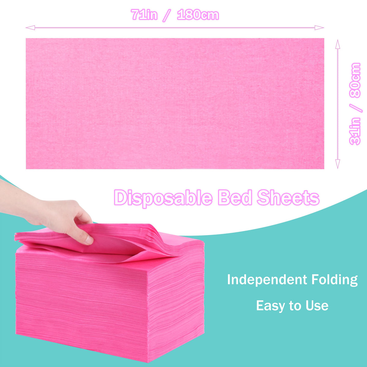 Disposable Bed Sheets for Massage Table 50 Pcs 31" x 71" Waterproof Massage Table Sheets Soft Non Woven Fabric SPA Massage Table Bed Cover Breathable for Beauty Tattoos Waxing Travel (50 Count)