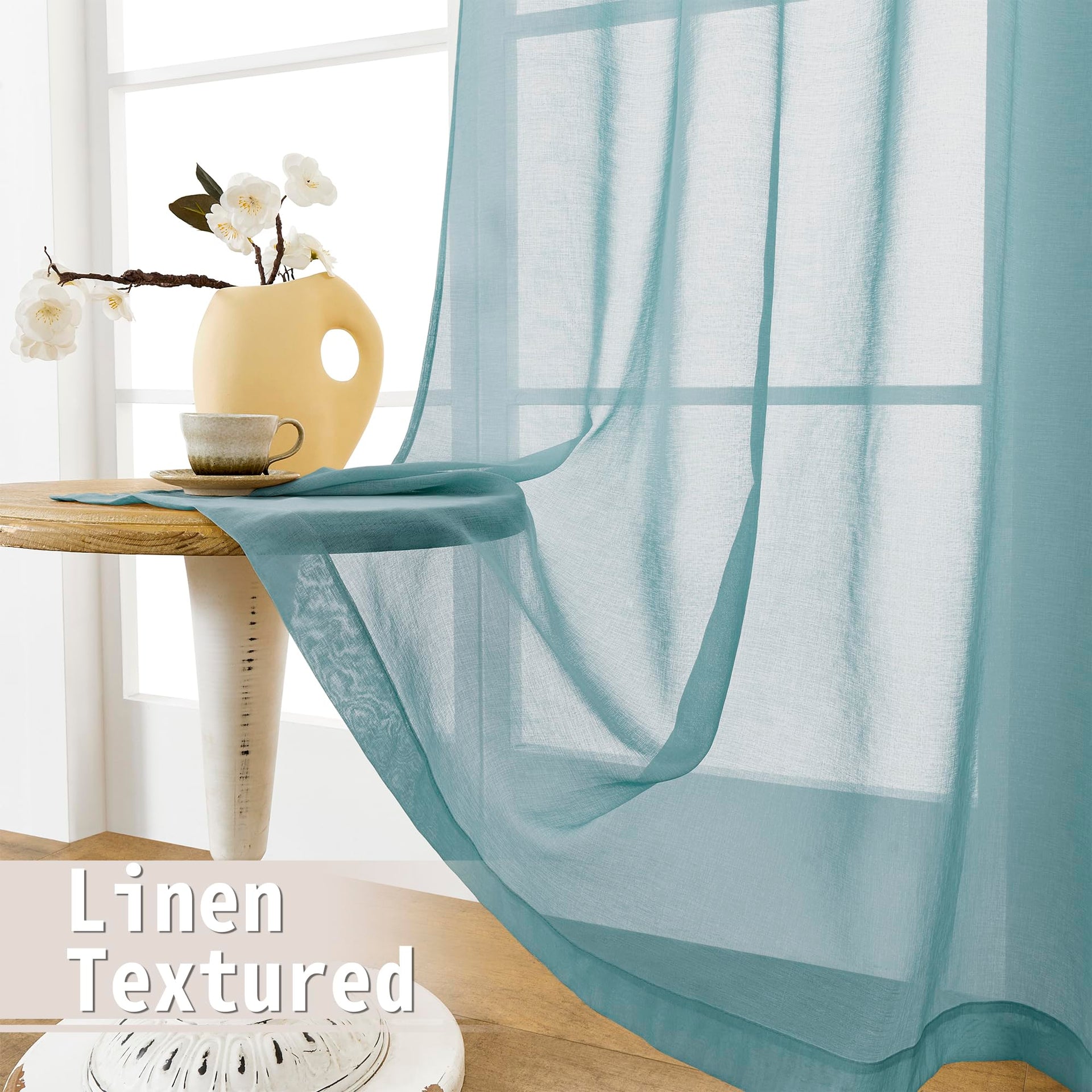 Small Sheer Door Curtain Closet Linen Textured Curtain Sheers Doorway Light Filtering Voile French Door Rod Pocket Curtains Patio Glass Doors