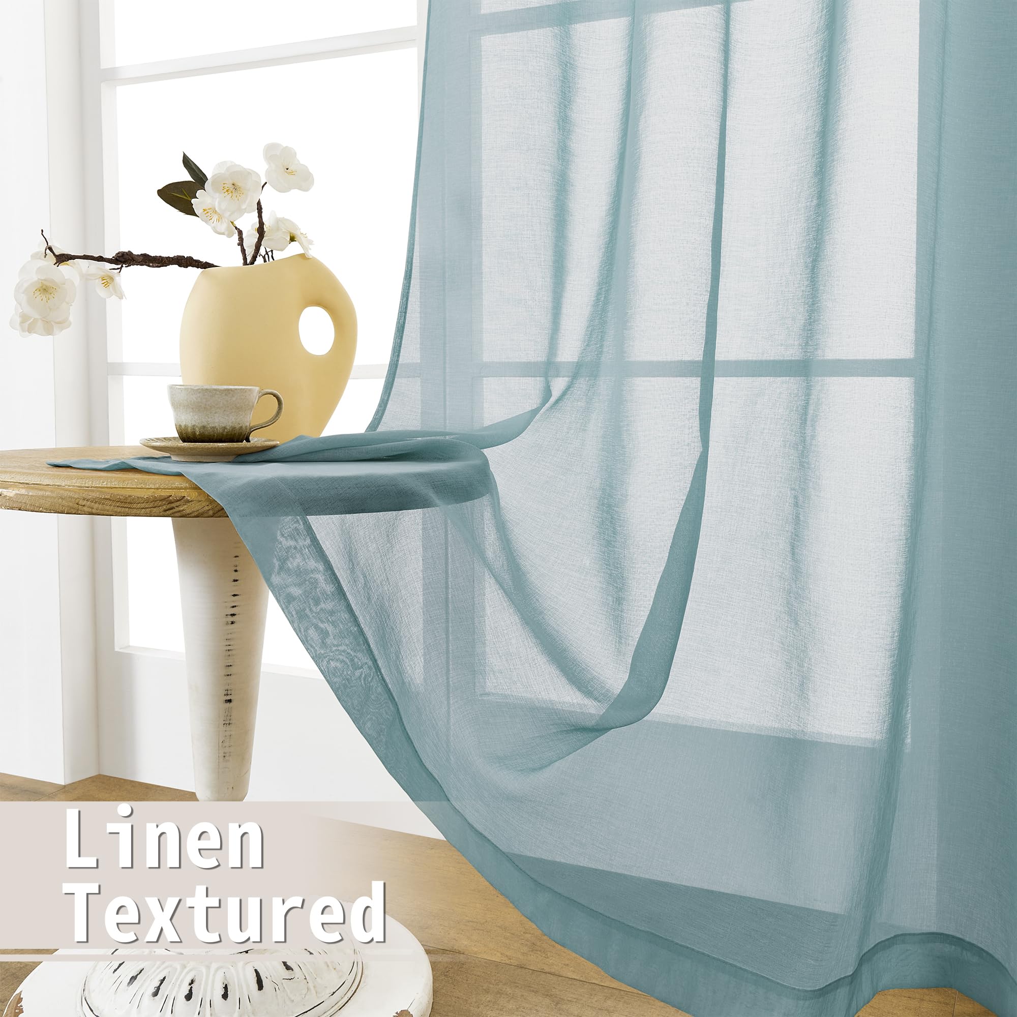 Small Sheer Door Curtain Closet Linen Textured Curtain Sheers Doorway Light Filtering Voile French Door Rod Pocket Curtains Patio Glass Doors