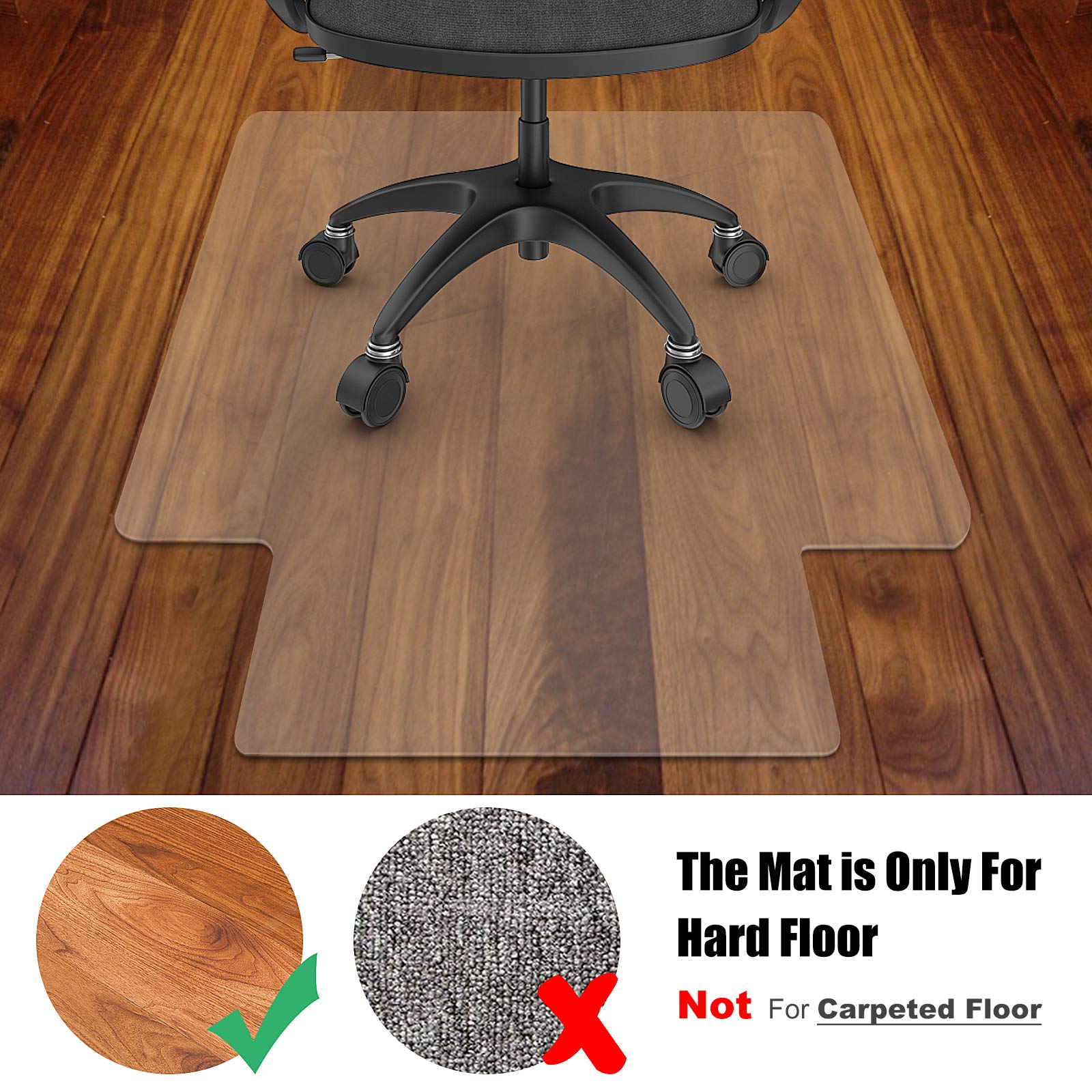 Office Chair Mat for Hardwood Floor and Tile Floor 30 x 48'' Non