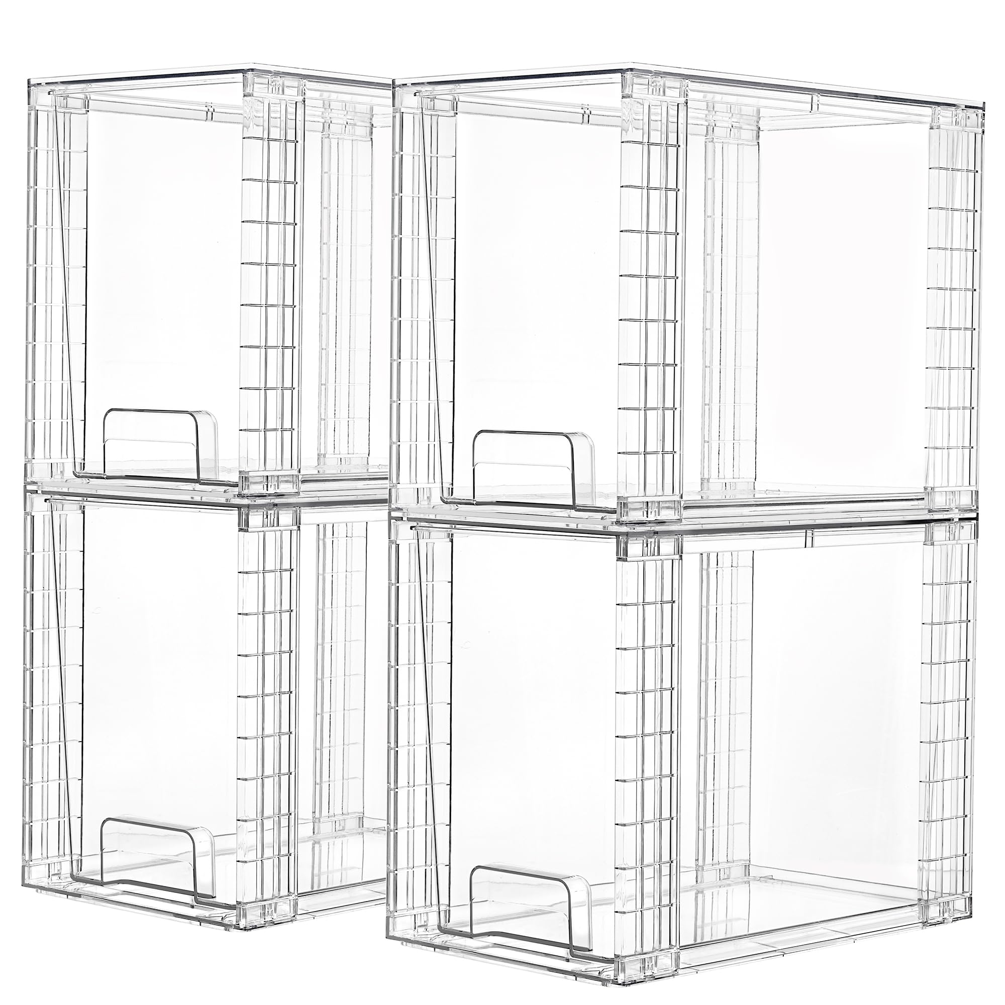 4 Pack Clear Stackable Storage Drawers (4 Count)