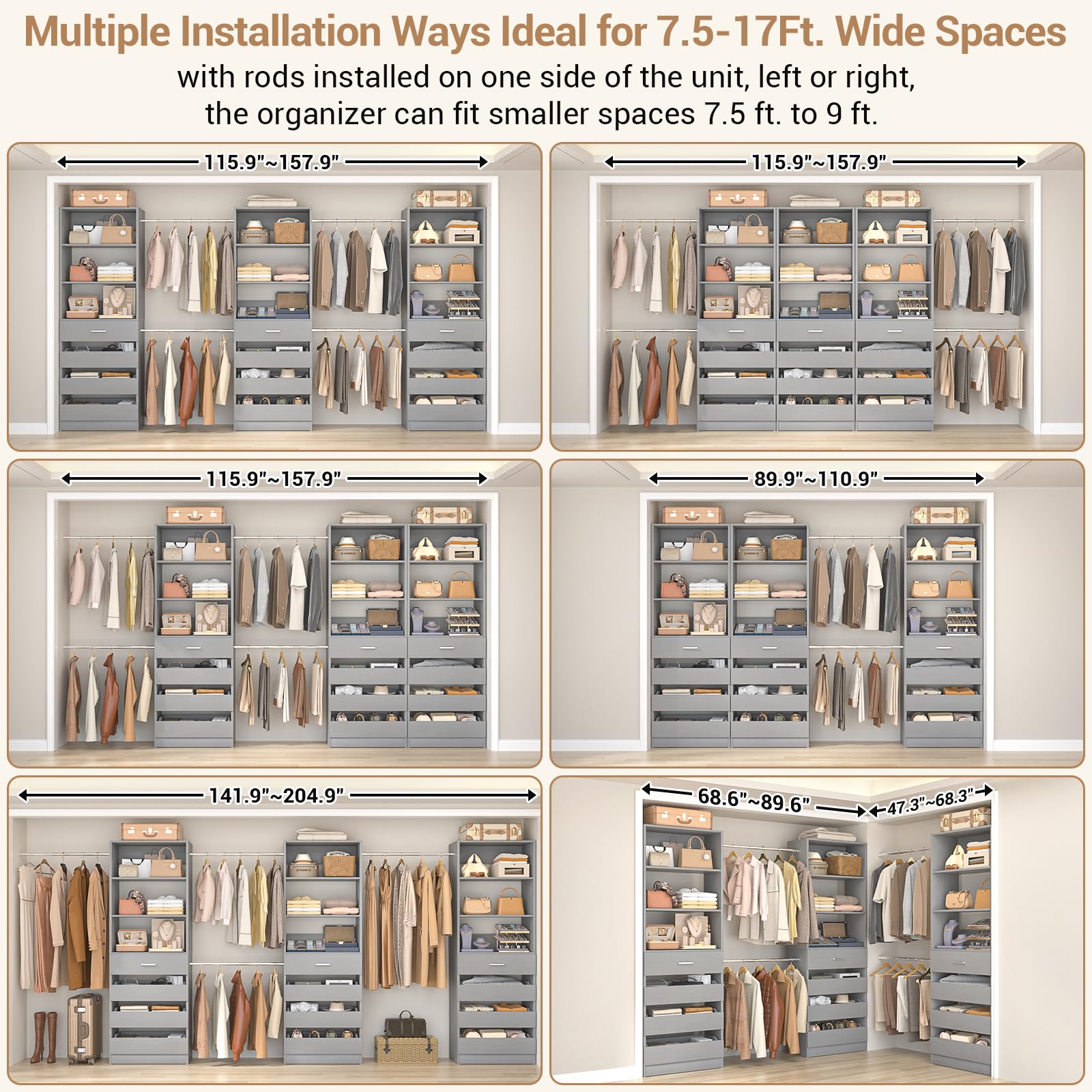 Closet System with 12 Drawers
