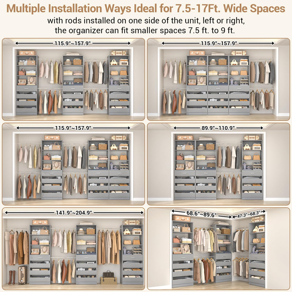 Closet System with 12 Drawers
