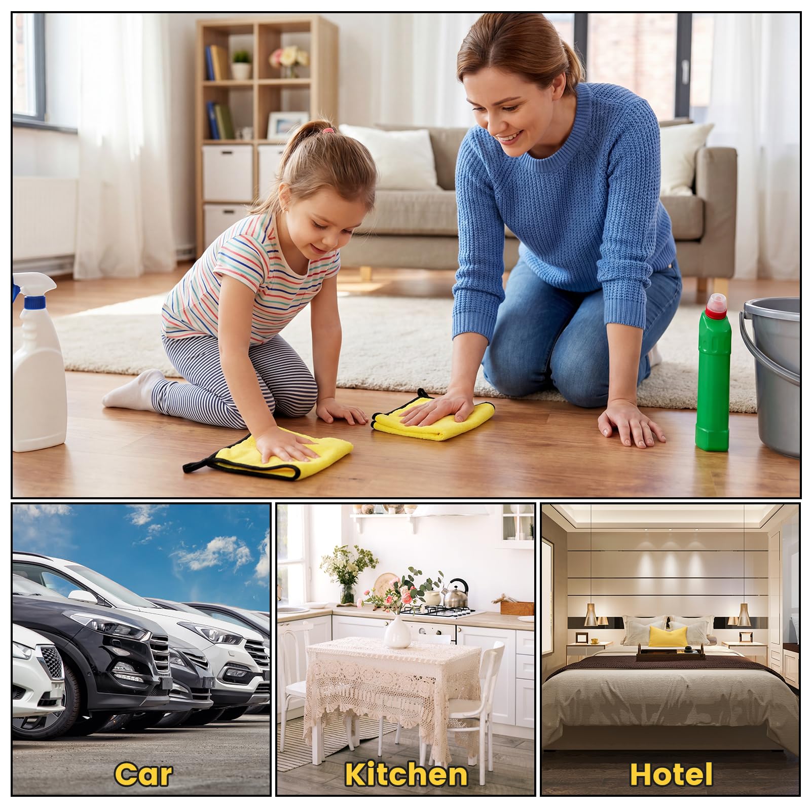 120 Pcs Yellow Microfiber Towels